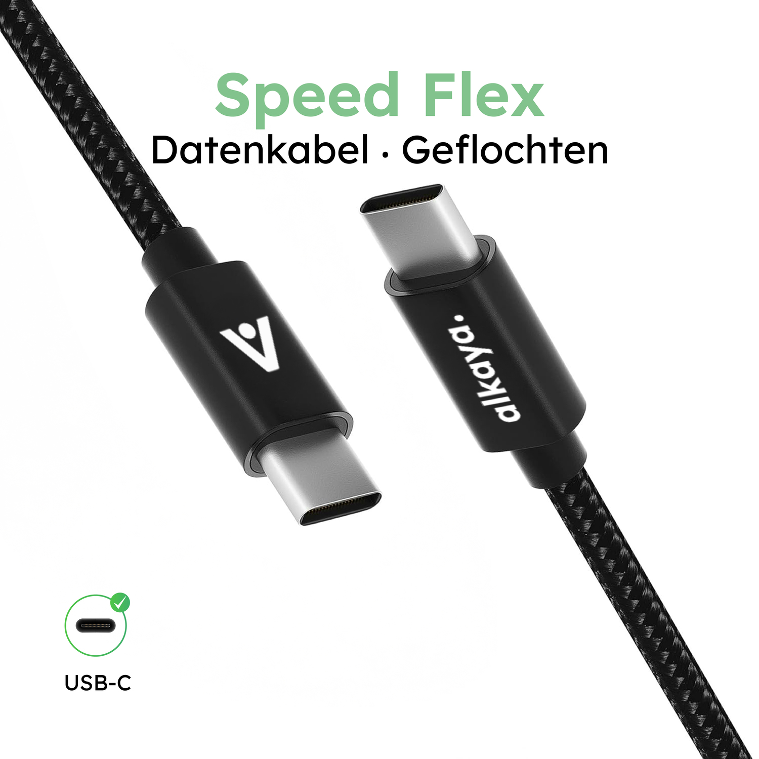 alkaya. | Speed Flex | Datenkabel | Geflochten | USB C+C schwarz, 1Meter