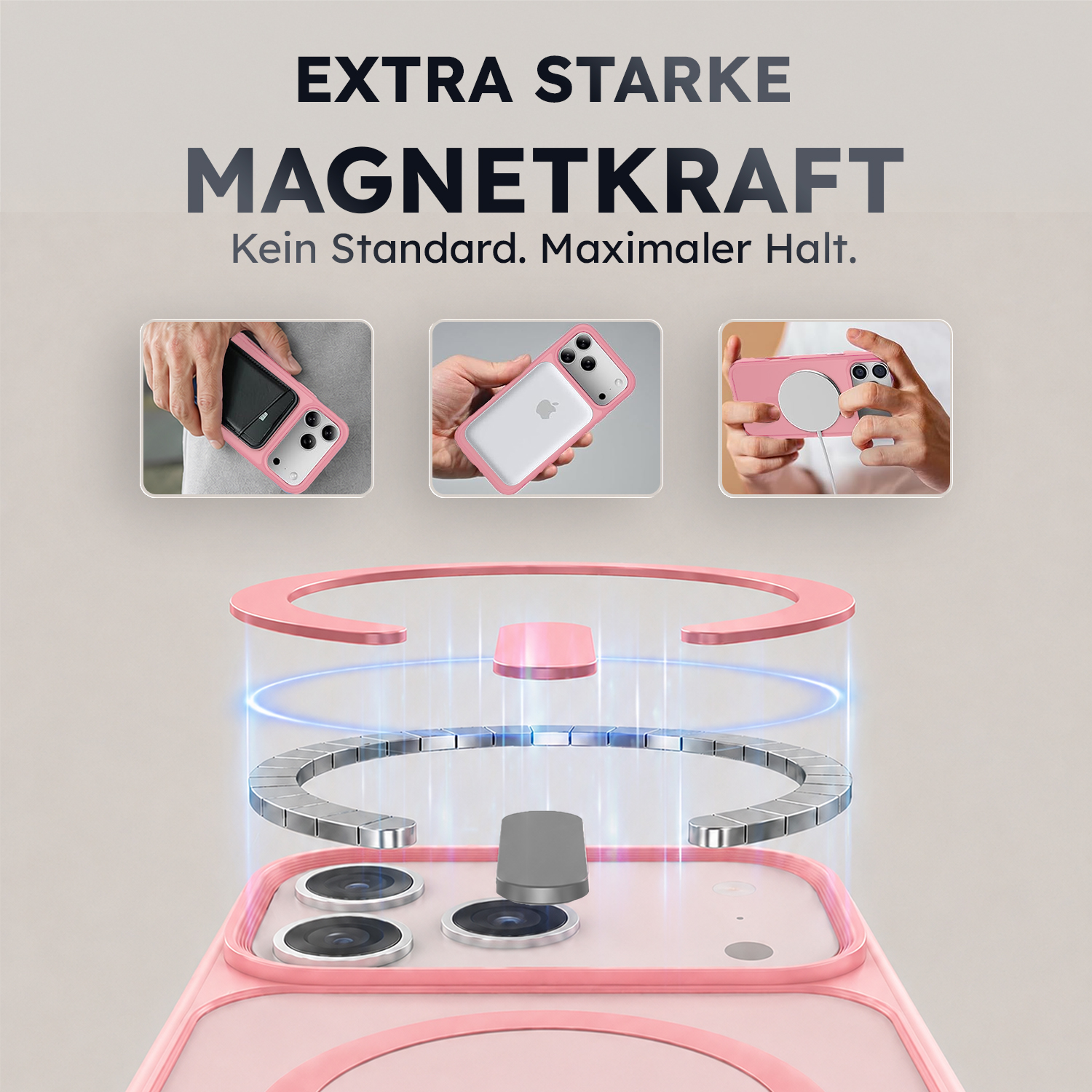 alkaya. | LUCID FROSTED Case kompatibel mit Magsafe pink, iPhone 17Pro/18 Pro