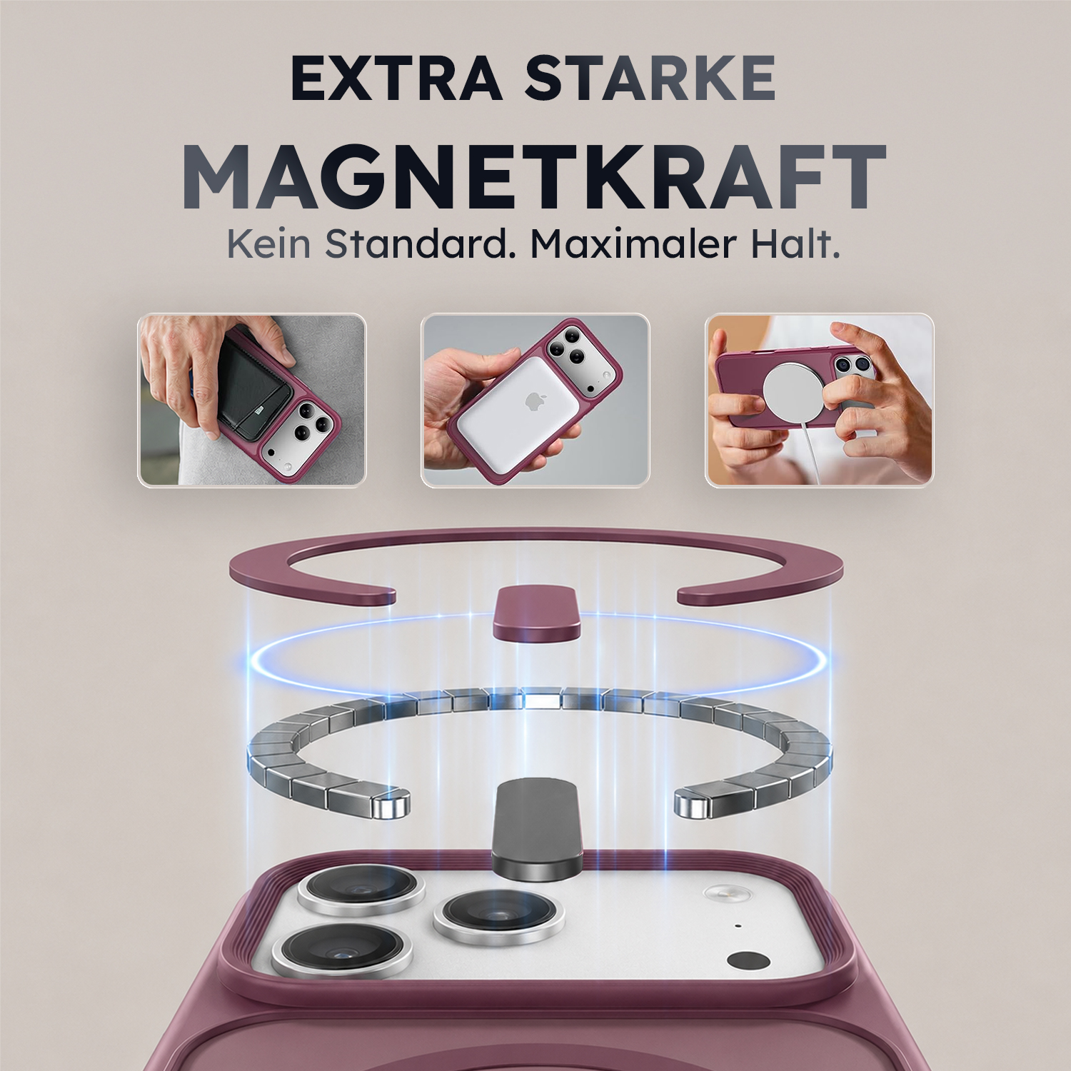 alkaya. | LUCID FROSTED Case kompatibel mit Magsafe dark cherry, iPhone 17Pro/18 Pro