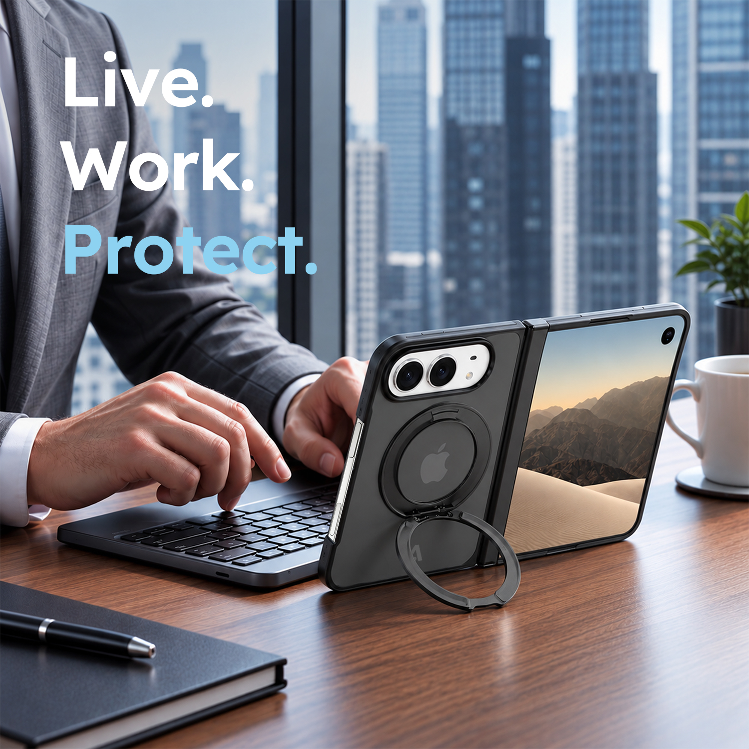 alkaya. | LUCID 360 FlexStand Case kompatibel mit Magsafe schwarz, iPhone 18 Fold