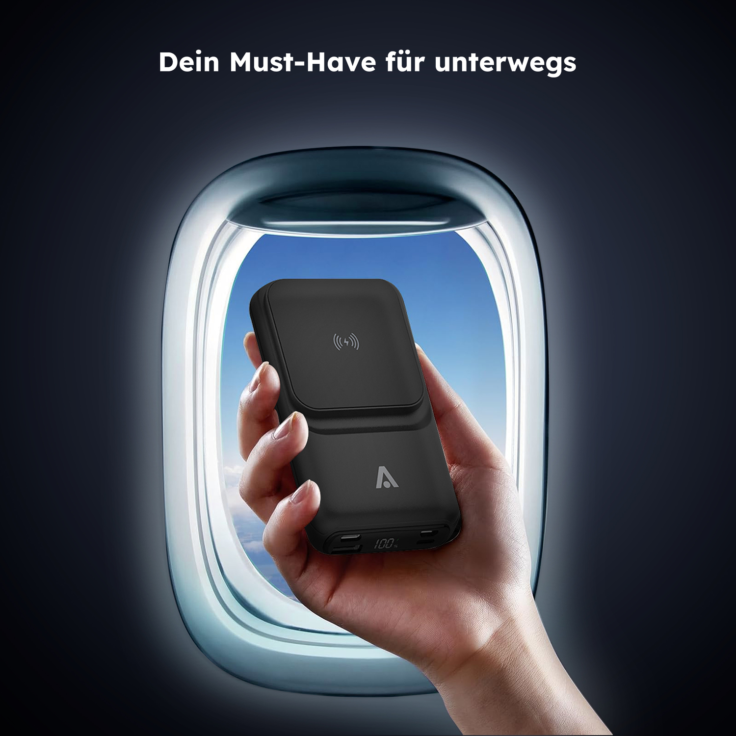 alkaya. | Thor | 10.000 mAh Powerbank 3 in 1: Induktives Laden, unterstützt MagSafe-Technologie, schwarz