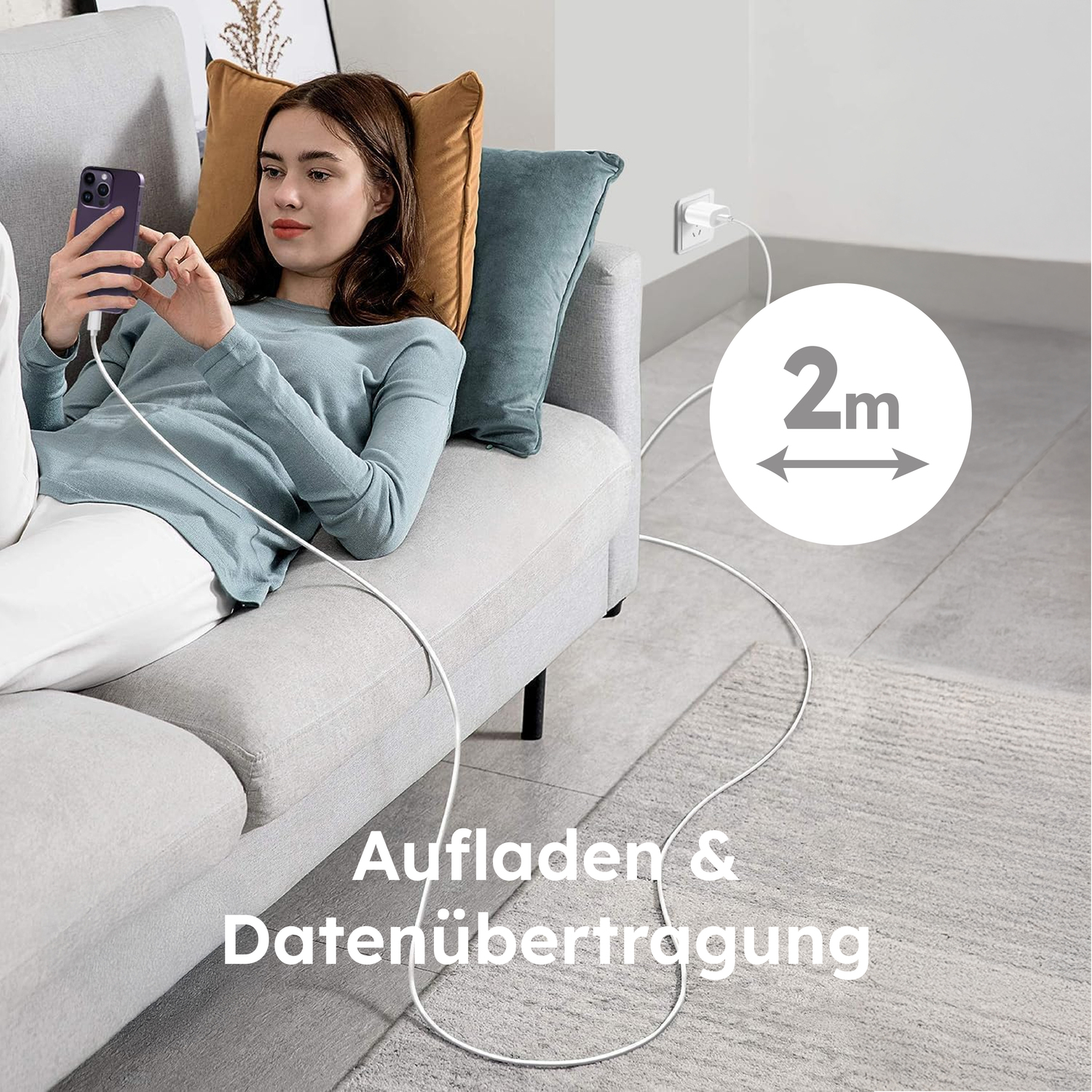 alkaya. | Speed Flex | Datenkabel | Geflochten | USB C+L 2m, Weiß