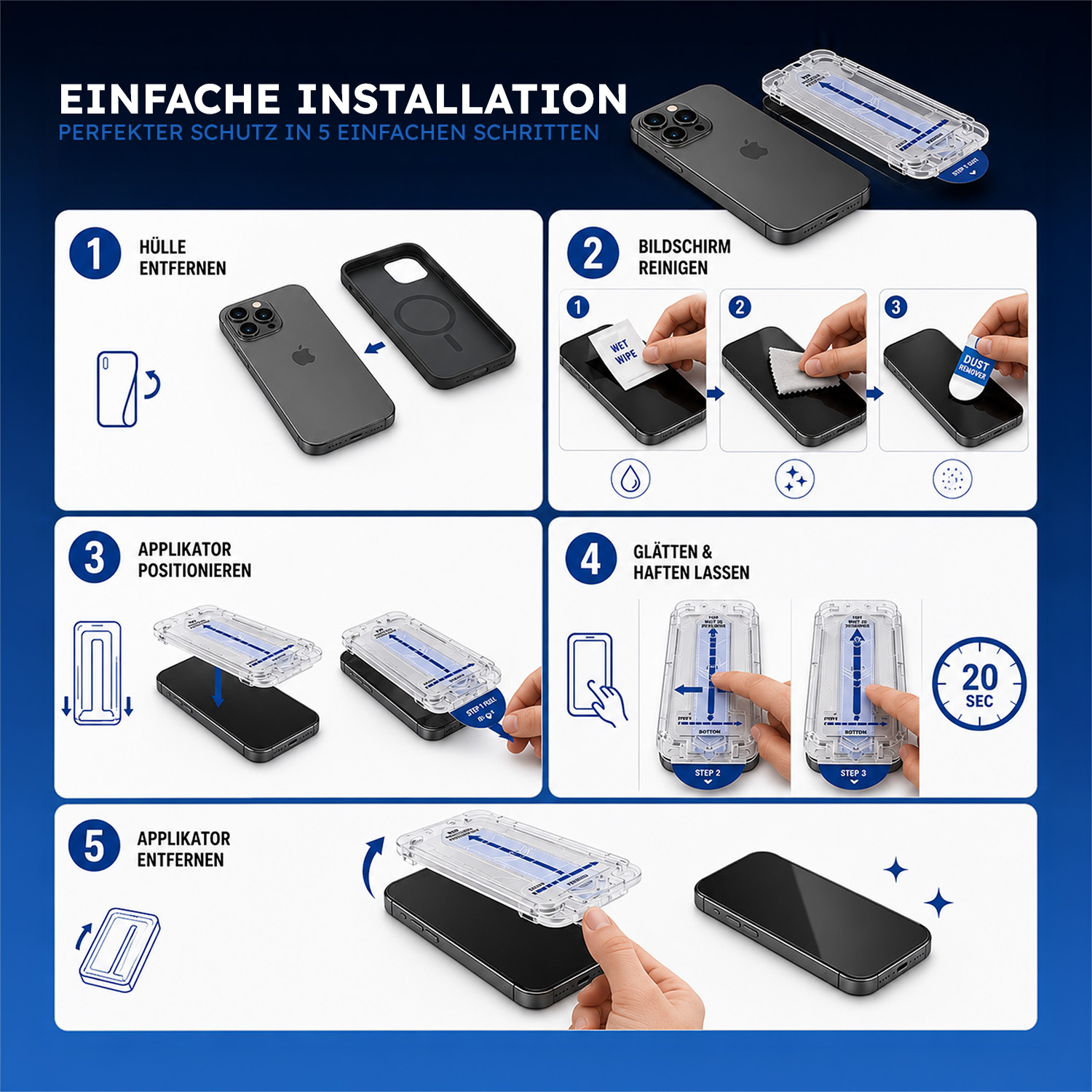 alkaya. | 3 In 1 A Shield | Clear Case + Displayschutzglas + Installation Kit + Kamerasschutz, iPhone 18 Pro Max/17 Pro Max