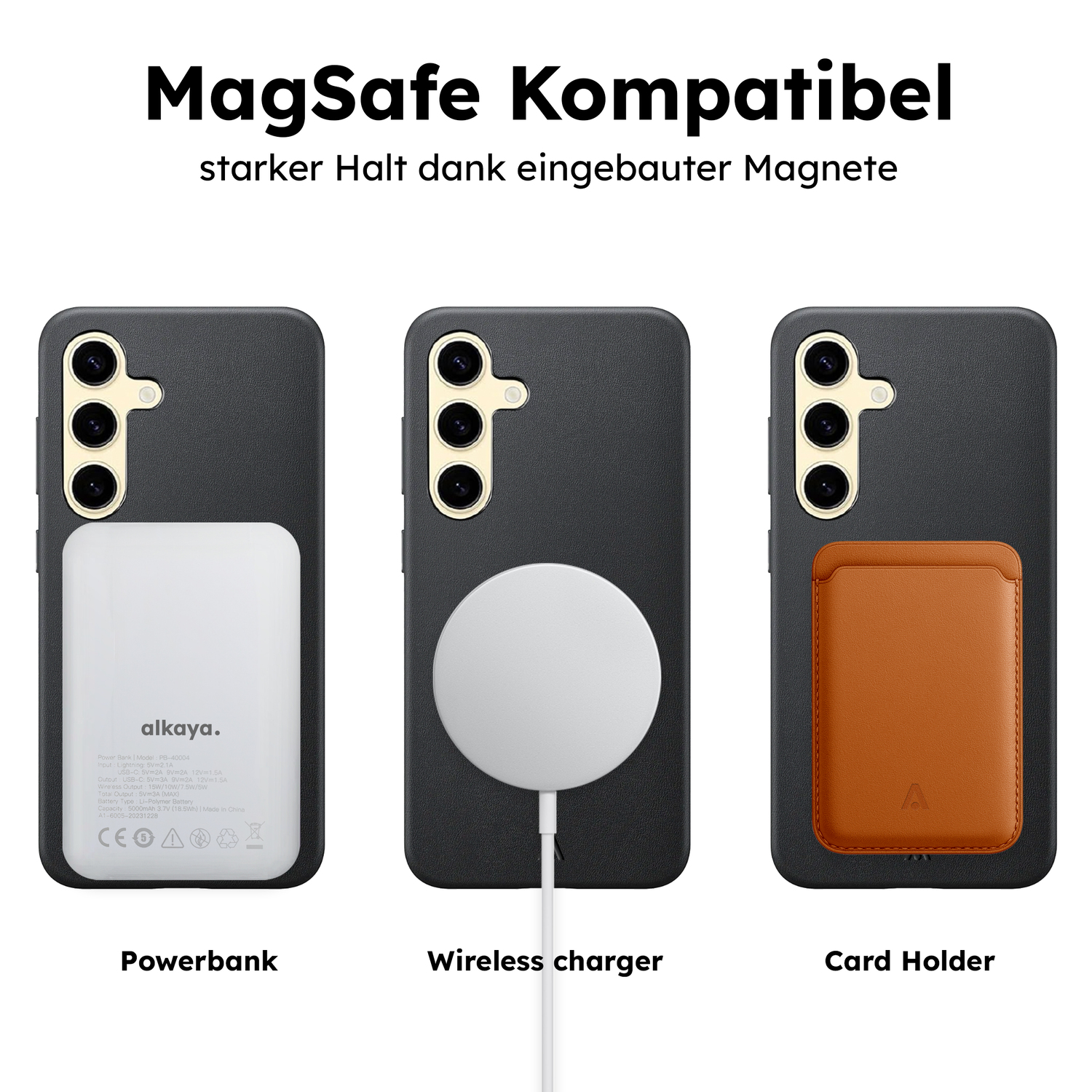 alkaya. | LUCID Pu Leather Case kompatibel mit Magsafe schwarz, Samsung S25+