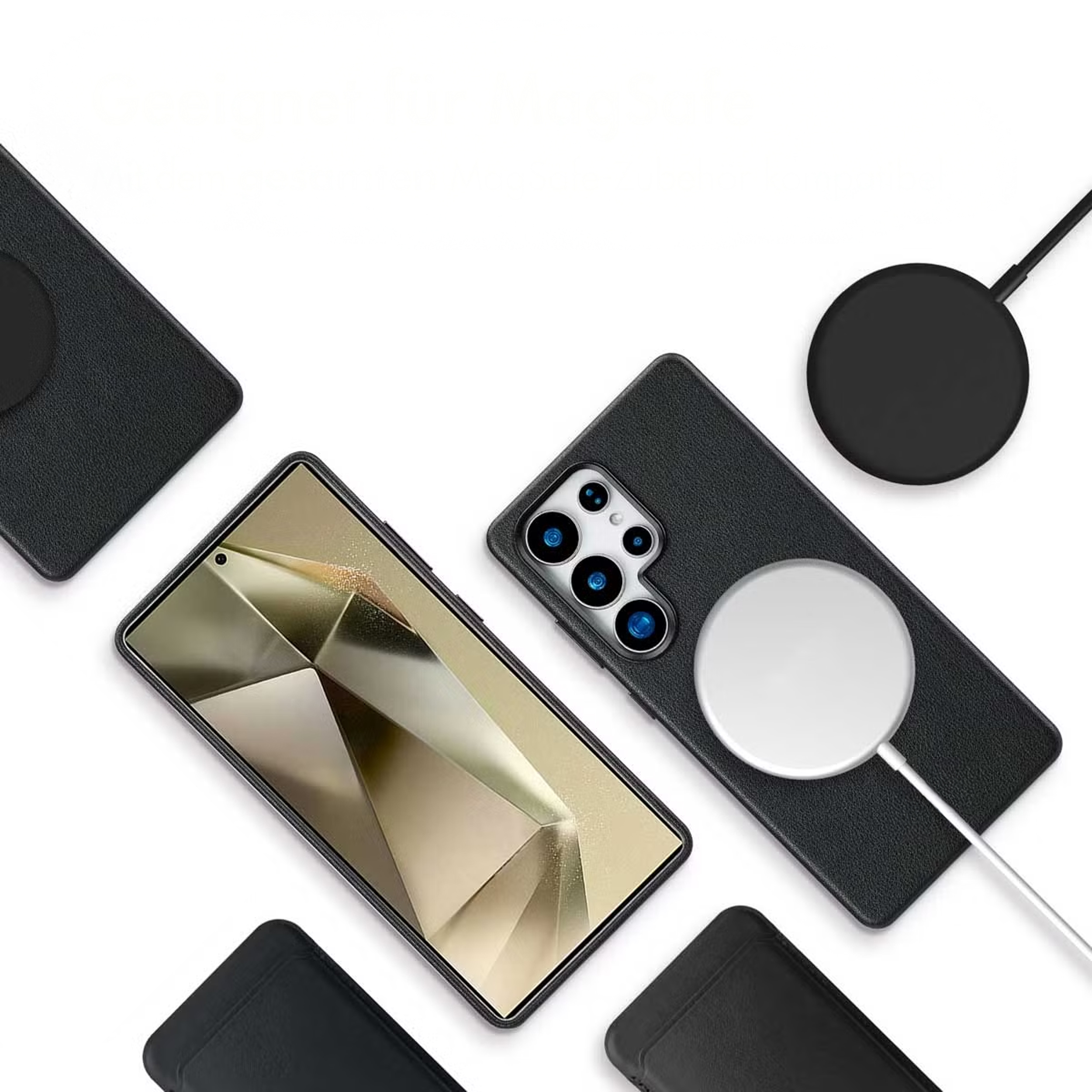 alkaya. | LUCID Pu Leather Case kompatibel mit Magsafe schwarz, Samsung S24 Ultra