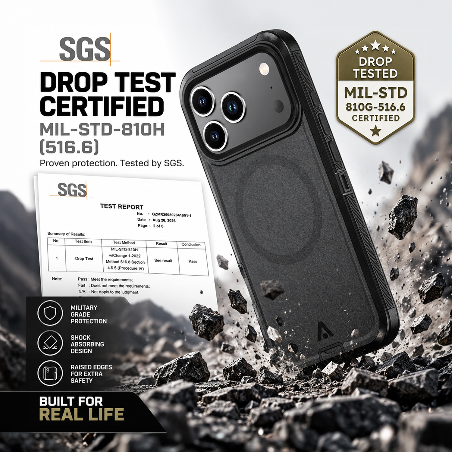 alkaya. | LUCID G-HAN MILITARY Case kompatibel mit Magsafe iPhone 18 Pro/17 Pro, schwarz