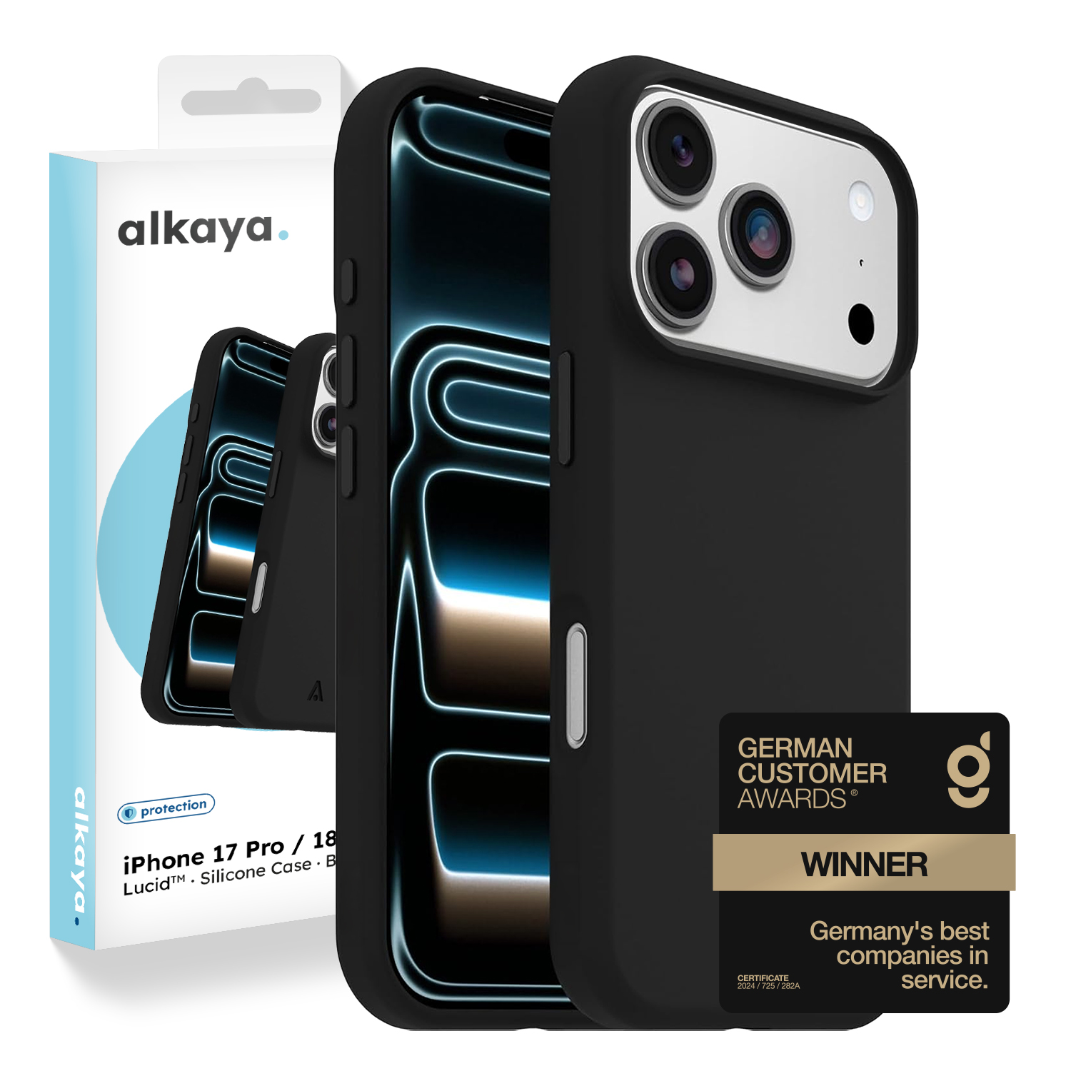 alkaya. | LUCID Silikon Case kompatibel mit Magsafe schwarz, iPhone 17 Pro/18 Pro
