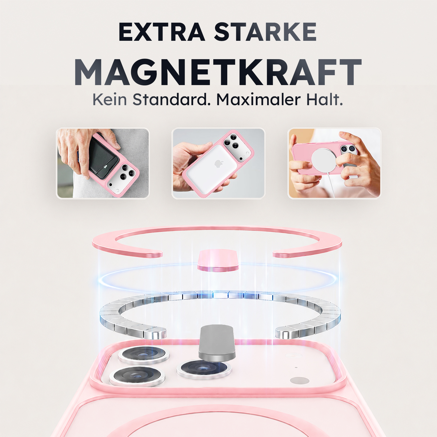 alkaya. | LUCID FROSTED Case kompatibel mit Magsafe pink, iPhone 17 Pro Max/18 Pro Max