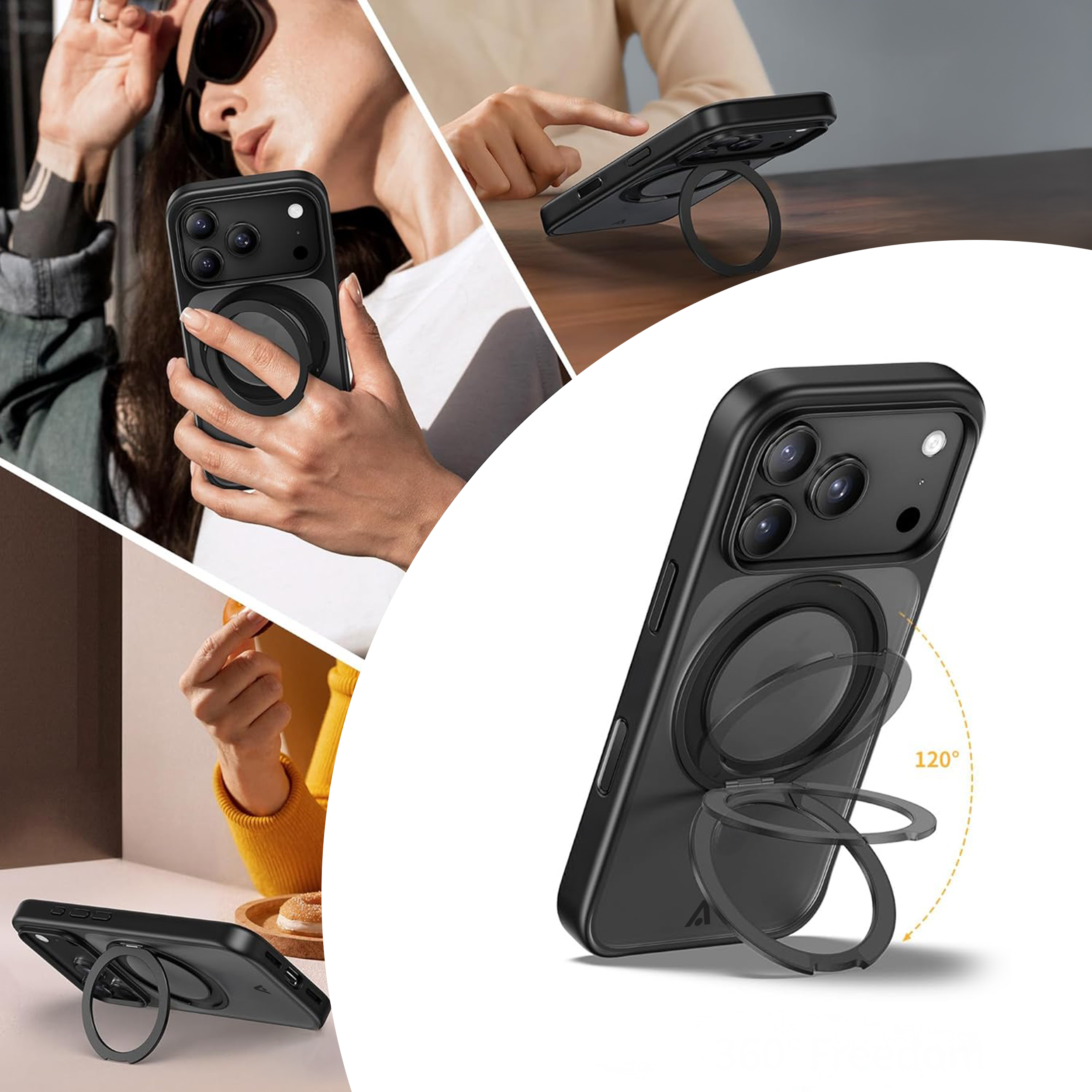 alkaya. | LUCID 360 FlexStand Case kompatibel mit Magsafe schwarz, iPhone 17 Pro