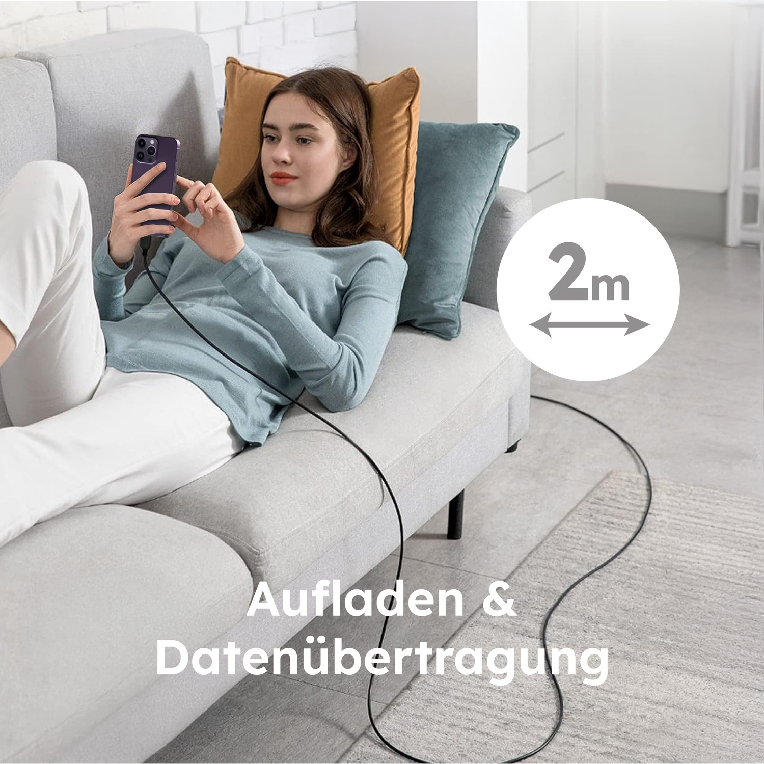 alkaya. | Speed Flex | Datenkabel | Geflochten | USB C+L 2m, Schwarz