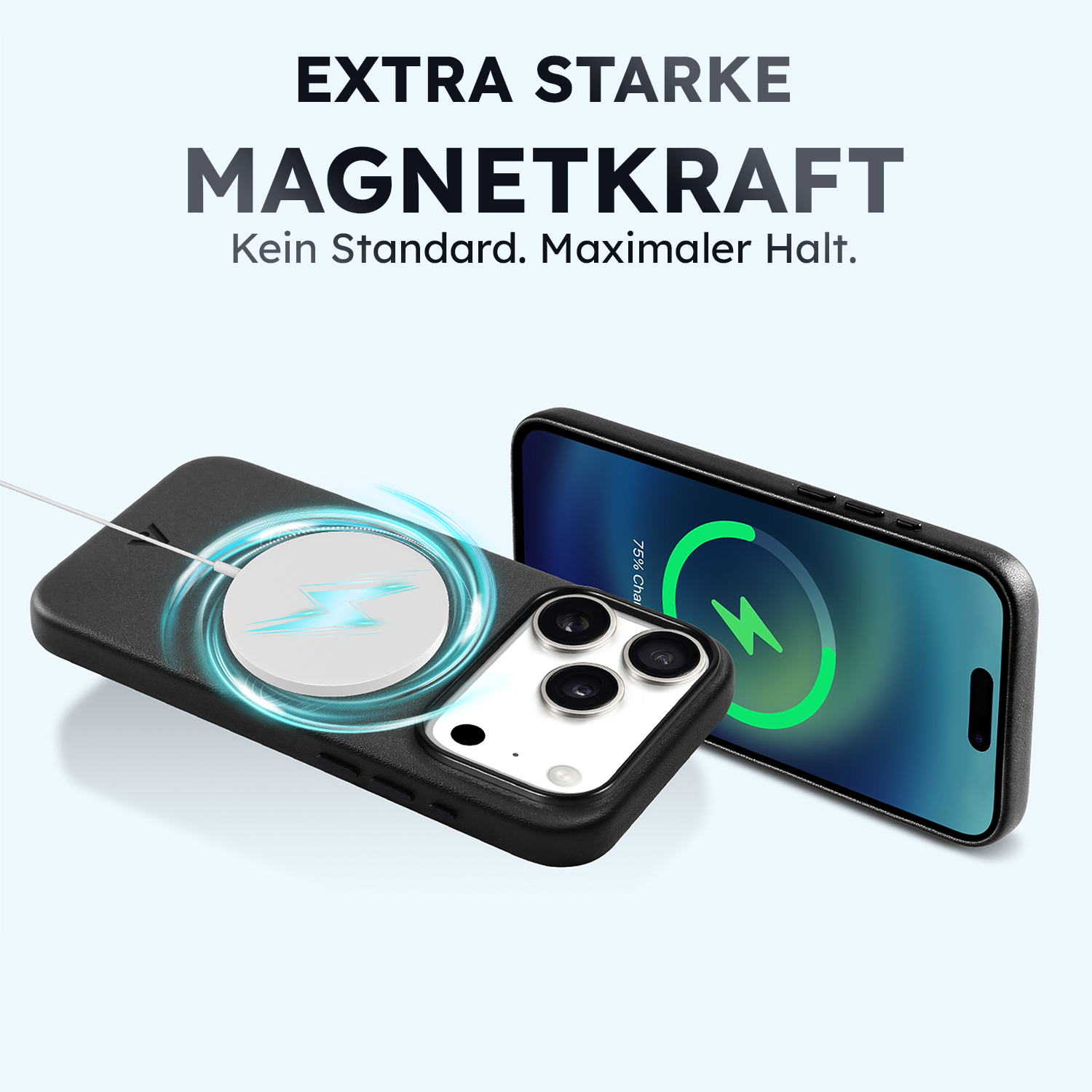 alkaya. | LUCID PU-Leder Case kompatibel mit Magsafe schwarz, iPhone 18 Pro/17 Pro