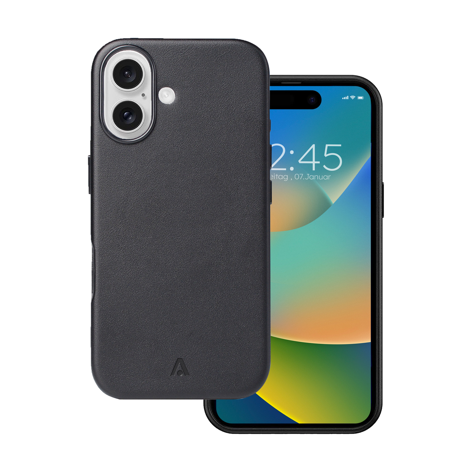 alkaya. | LUCID PU Leather Case kompatibel mit Magsafe schwarz, iPhone 16 Plus