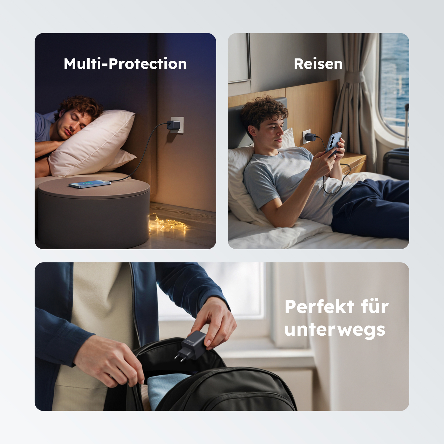 alkaya. | NEXUS | Ladegerät mit GaN Technologie | 20W Schwarz, USB C+A