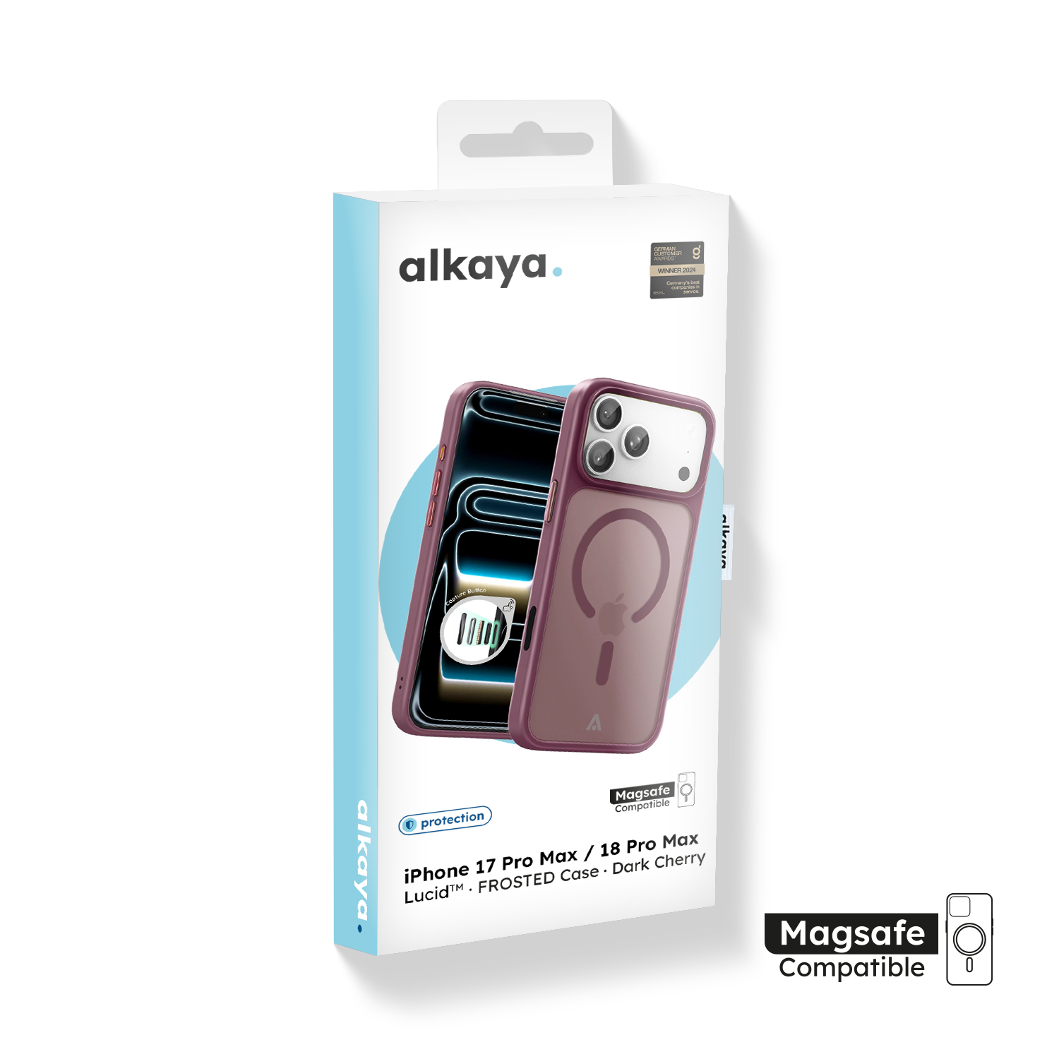 alkaya. | LUCID FROSTED Case kompatibel mit Magsafe dark cherry, iPhone 17 Pro Max/18 Pro Max