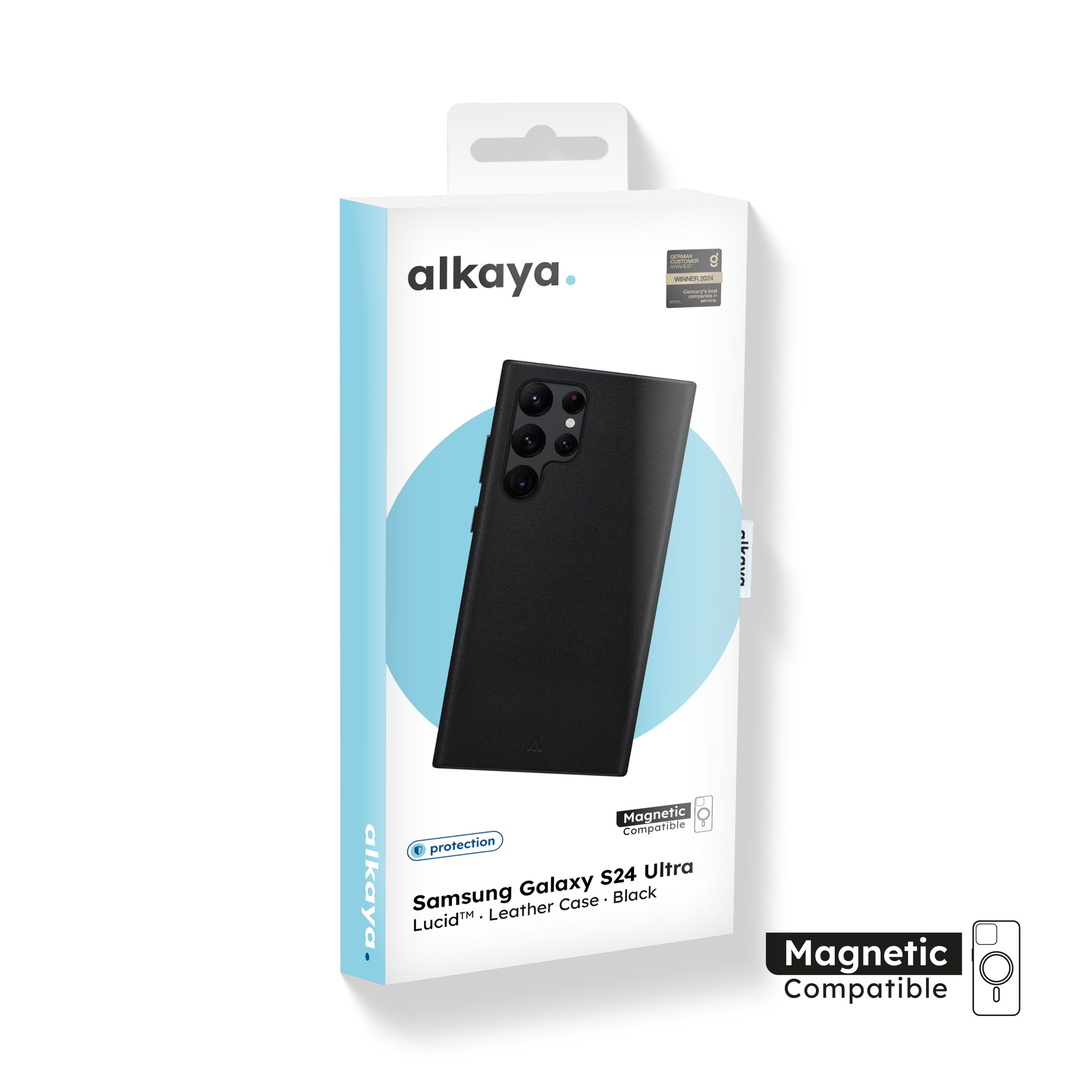 alkaya. | LUCID Pu Leather Case kompatibel mit Magsafe schwarz, Samsung S24 Ultra