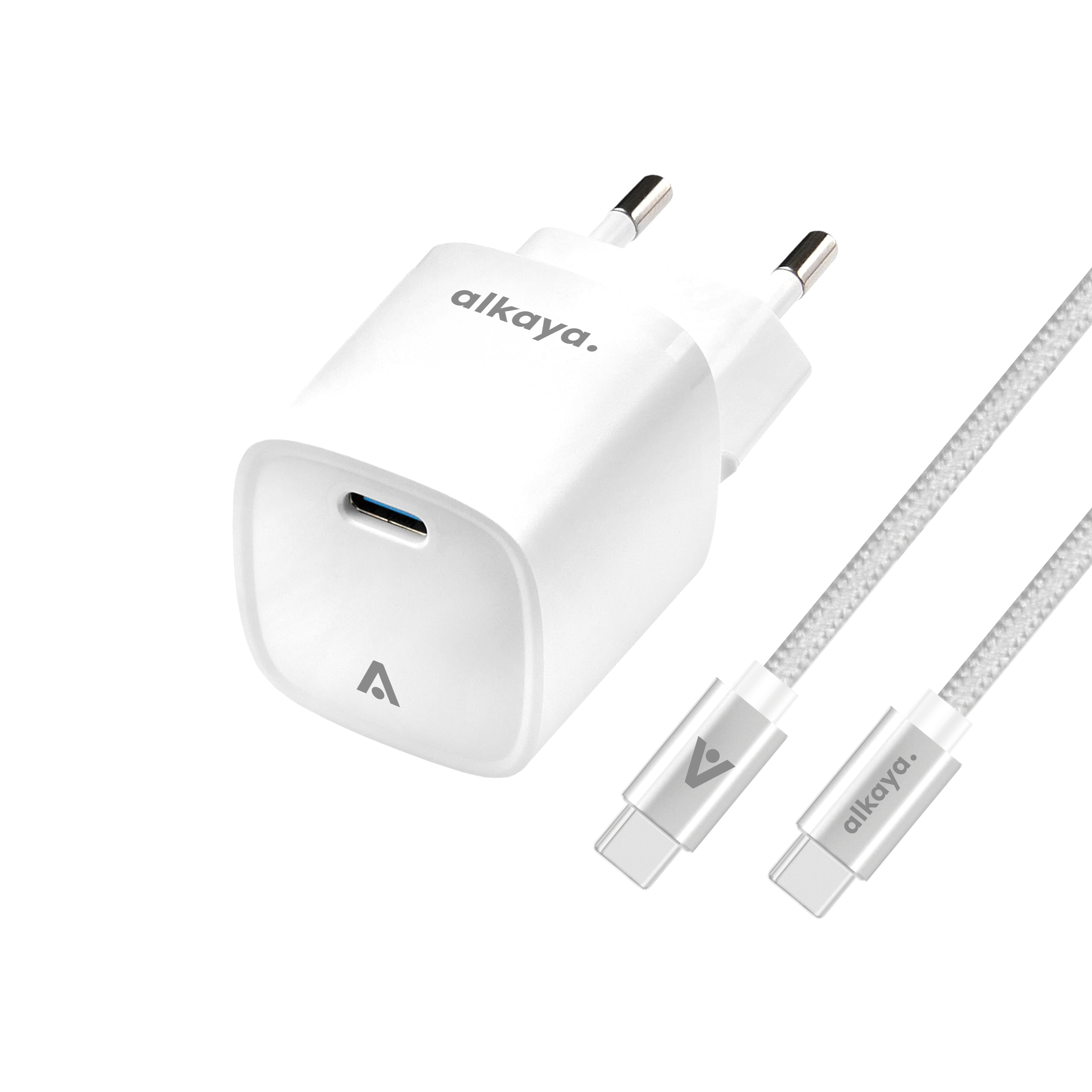 alkaya. | NEXUS Speed Flex | Charger Set | 20 Watt USB C/C Universal Kompatibilität, weiß