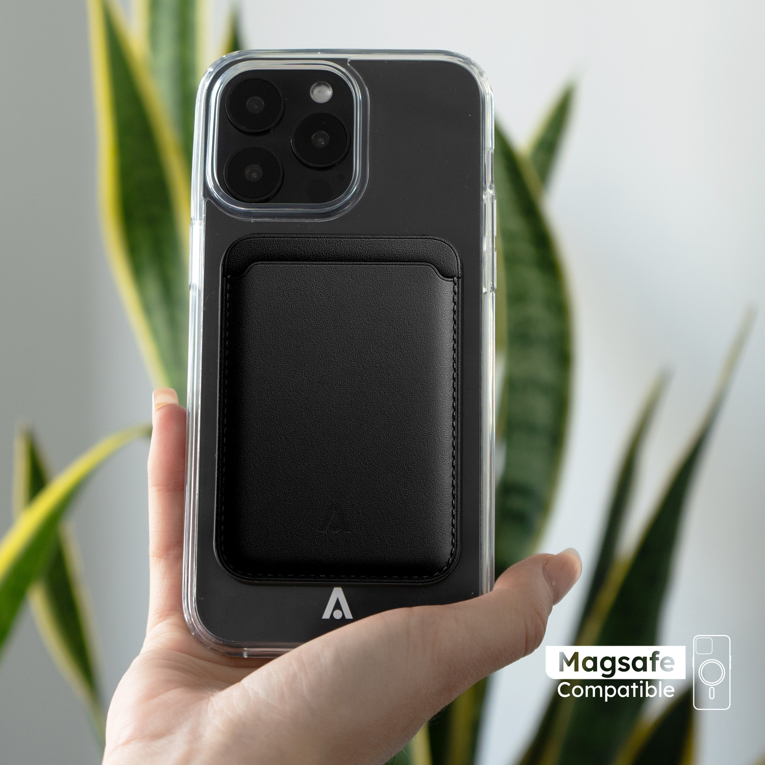 alkaya. | Cardy | Card Holder für bis zu 3 Karten unterstützt MagSafe-Technologie, schwarz