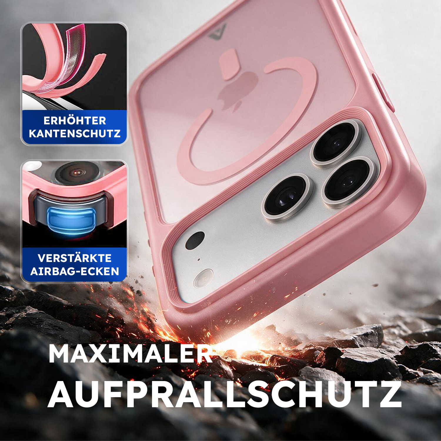 alkaya. | LUCID FROSTED Case kompatibel mit Magsafe pink, iPhone 17Pro/18 Pro