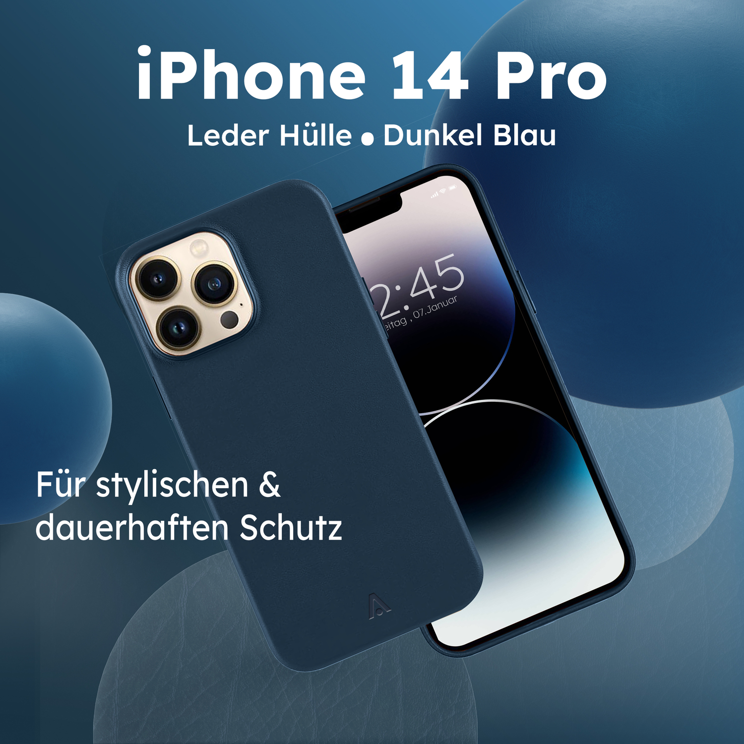 alkaya. | LUCID Pu Leather Case kompatibel mit Magsafe dunkel blau, iPhone 14 Pro