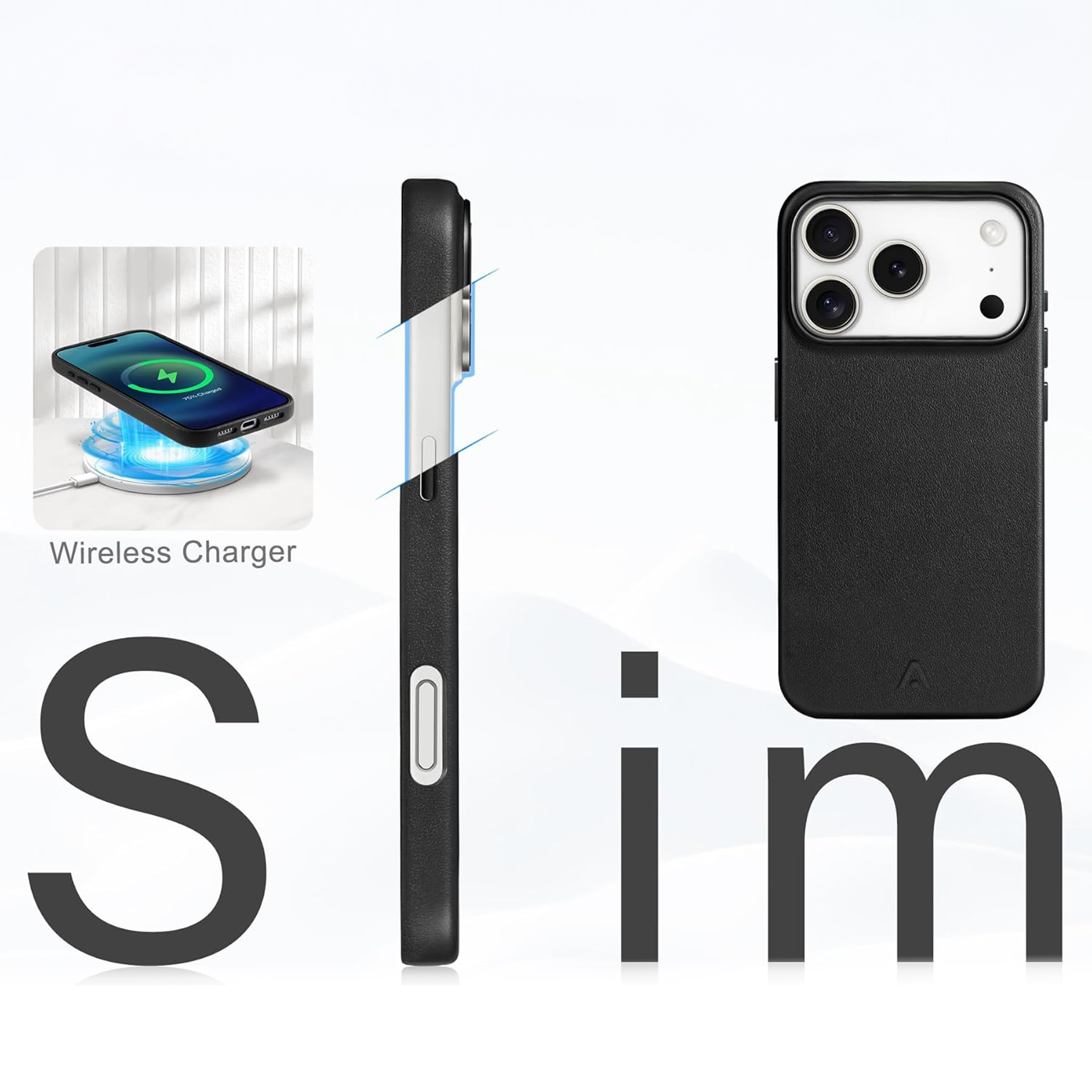 alkaya. | LUCID PU-Leder Case kompatibel mit Magsafe schwarz, iPhone 17 Pro