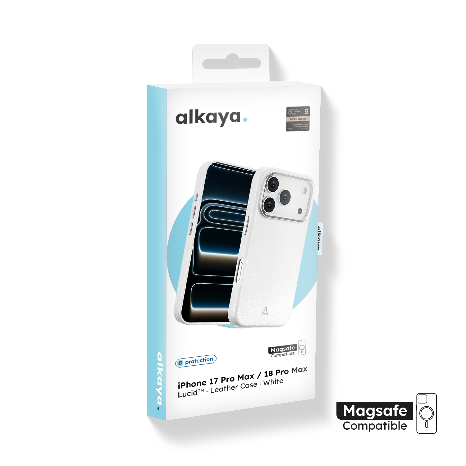 alkaya. | LUCID PU-Leder Case kompatibel mit Magsafe weiß, iPhone 17 Pro Max/18 Pro Max