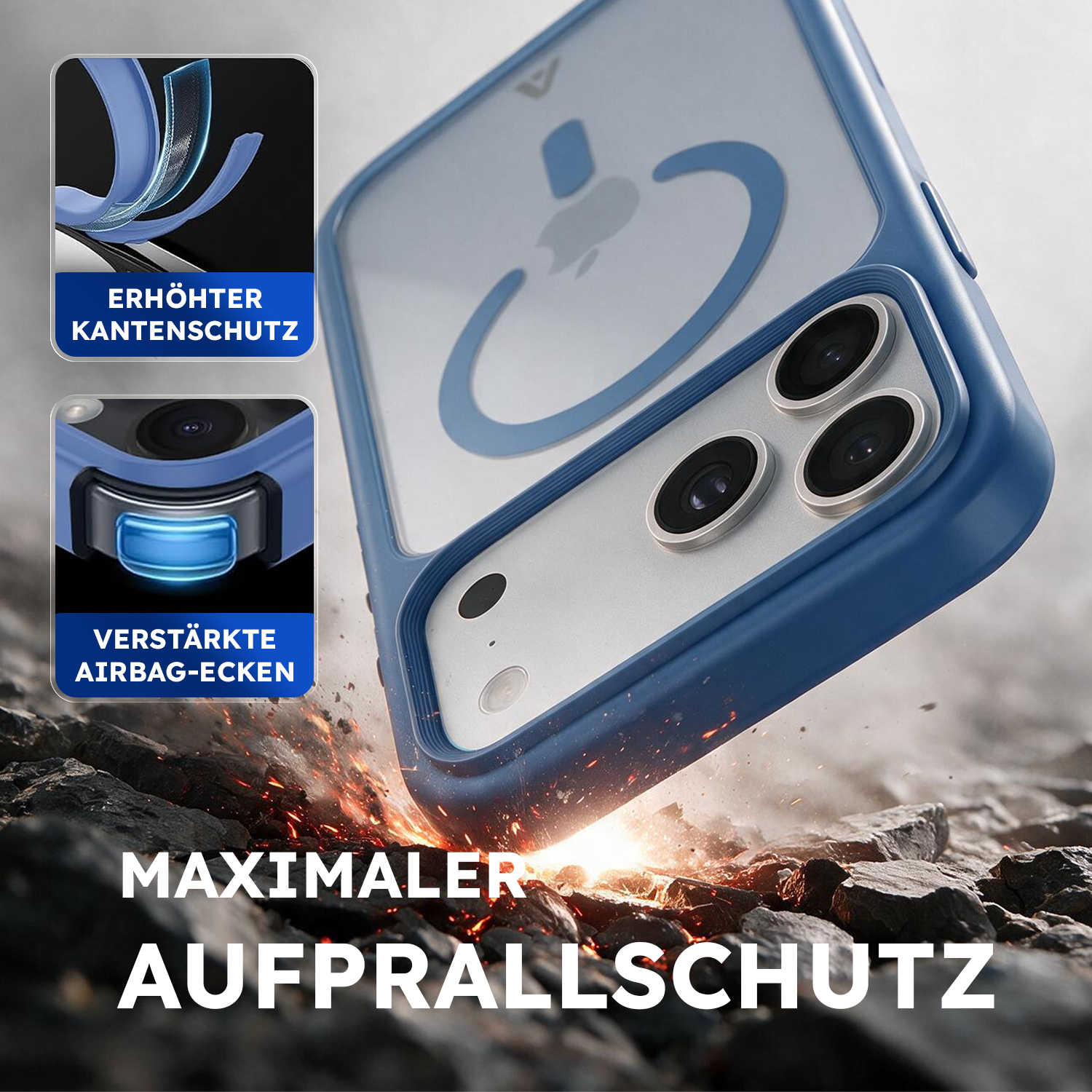 alkaya. | LUCID FROSTED Case kompatibel mit Magsafe blau, iPhone 17 Pro Max/18 Pro Max