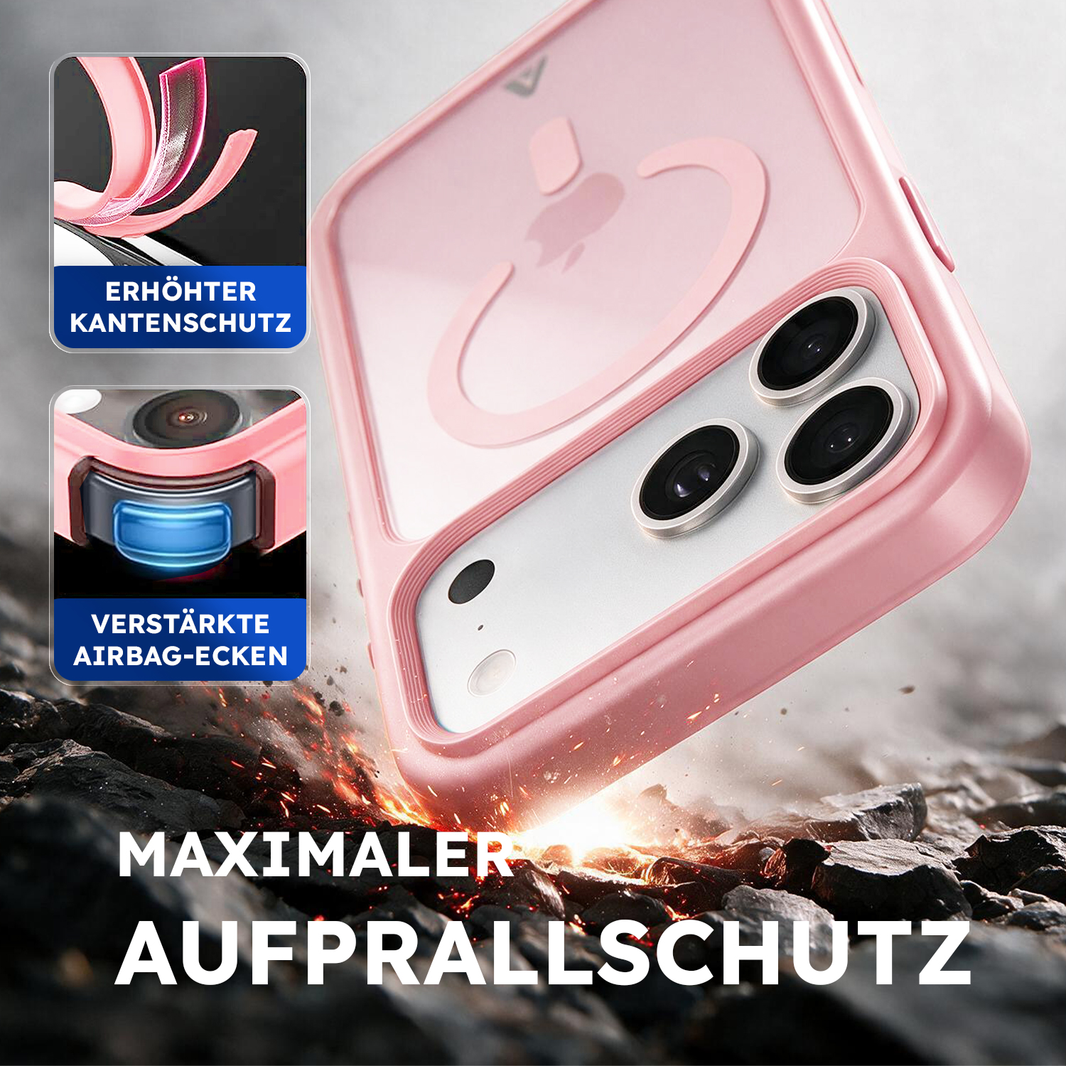 alkaya. | LUCID FROSTED Case kompatibel mit Magsafe pink, iPhone 17 Pro/18 Pro