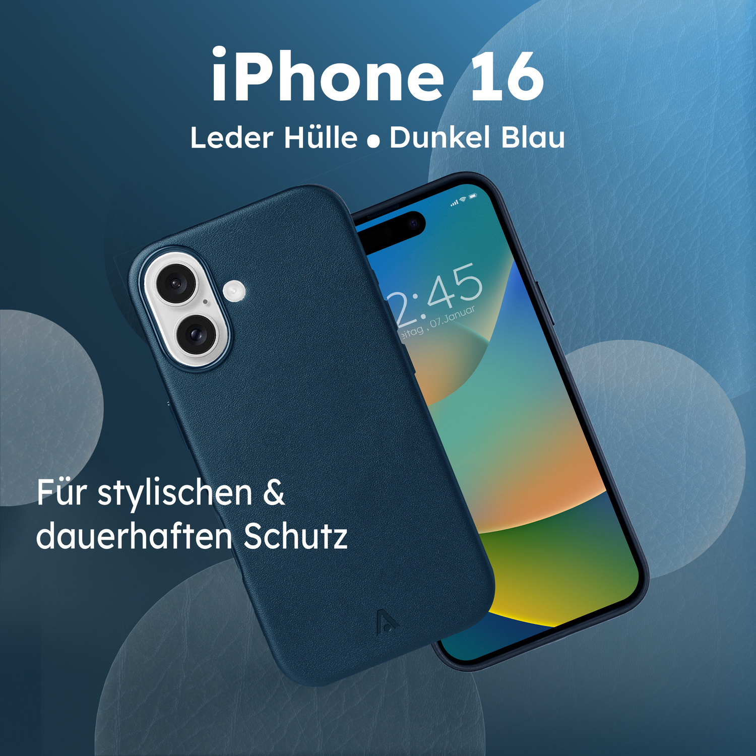 alkaya. | LUCID Pu Leather Case kompatibel mit Magsafe dunkelblau, iPhone 16