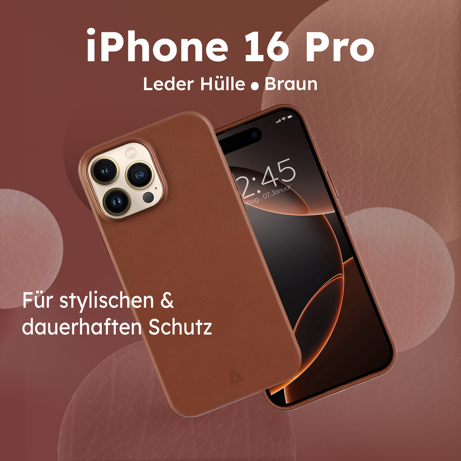 alkaya. | LUCID Pu Leather Case kompatibel mit Magsafe braun, iPhone 16 Pro