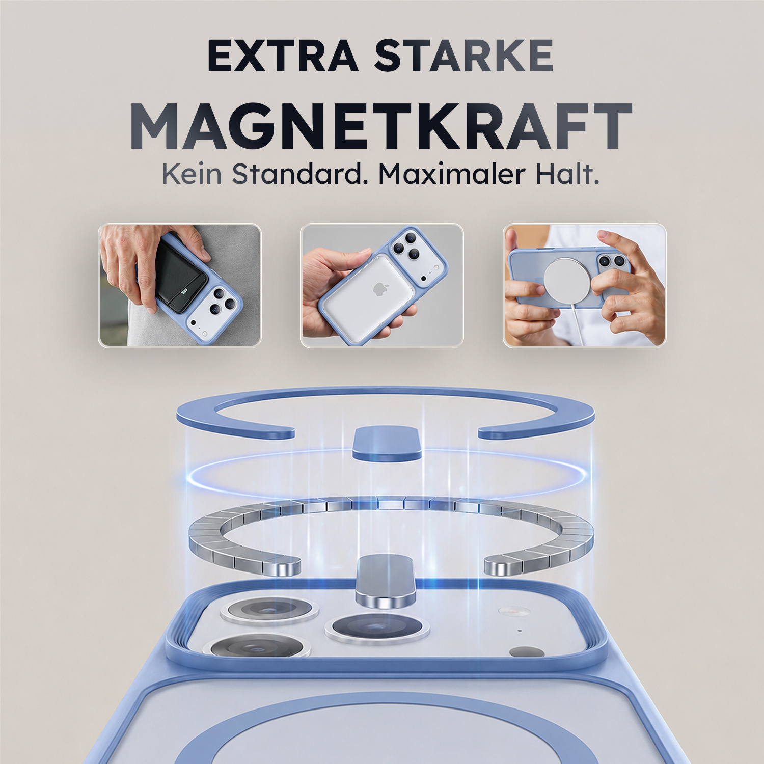 alkaya. | LUCID FROSTED Case kompatibel mit Magsafe blau, iPhone 17 Pro Max/18 Pro Max