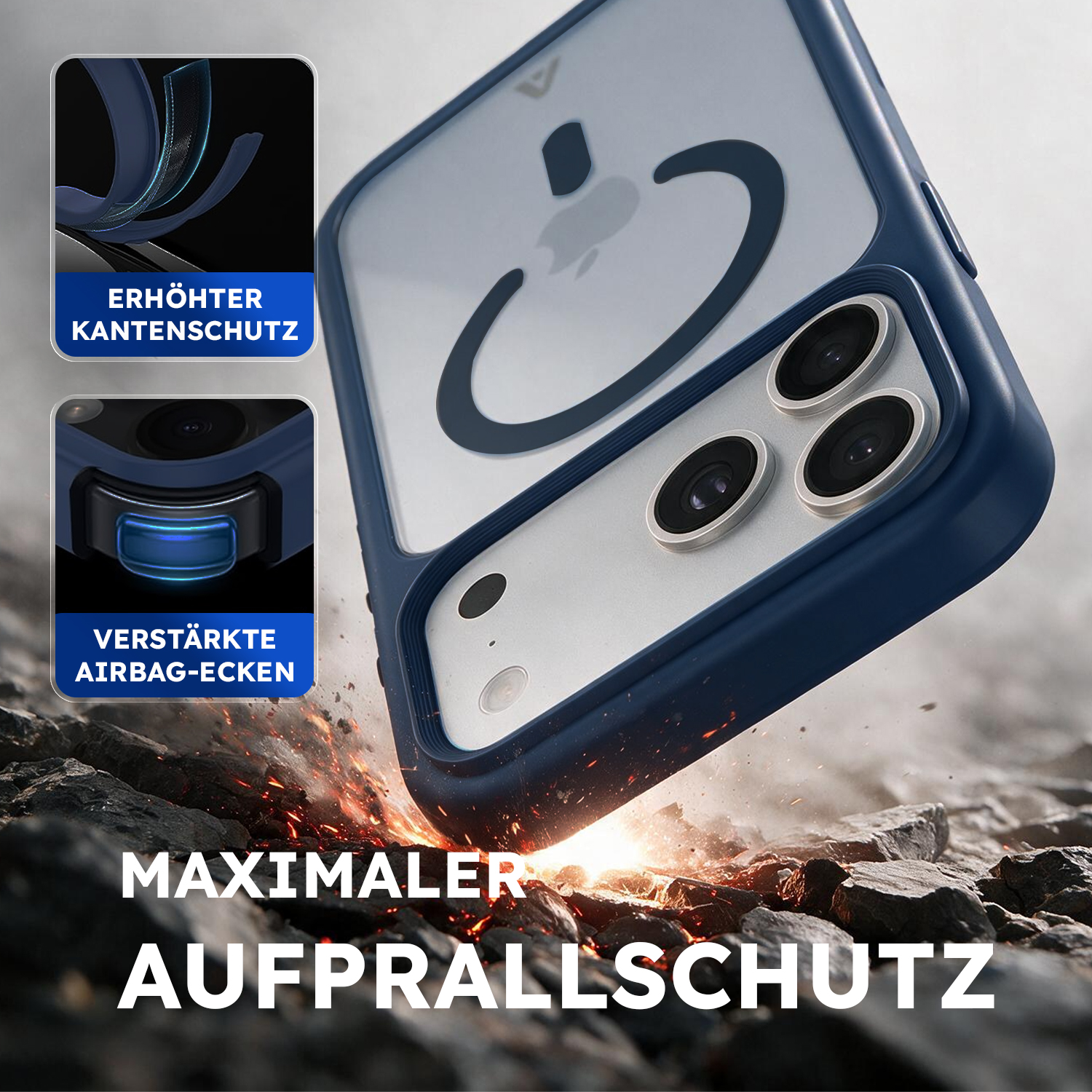 alkaya. | LUCID FROSTED Case kompatibel mit Magsafe blau, iPhone 17 Pro/18 Pro