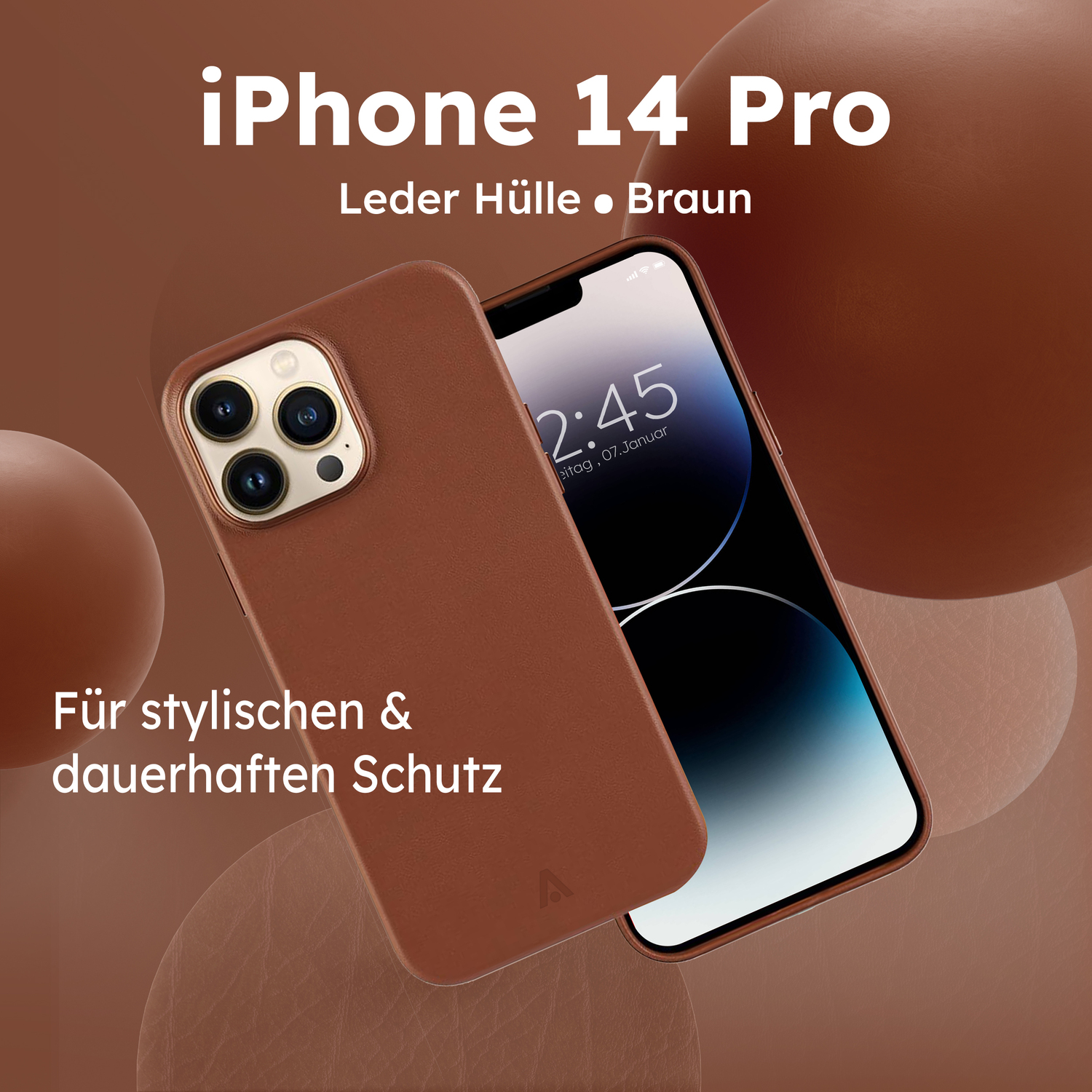 alkaya. | LUCID Pu Leather Case kompatibel mit Magsafe braun, iPhone 14 Pro