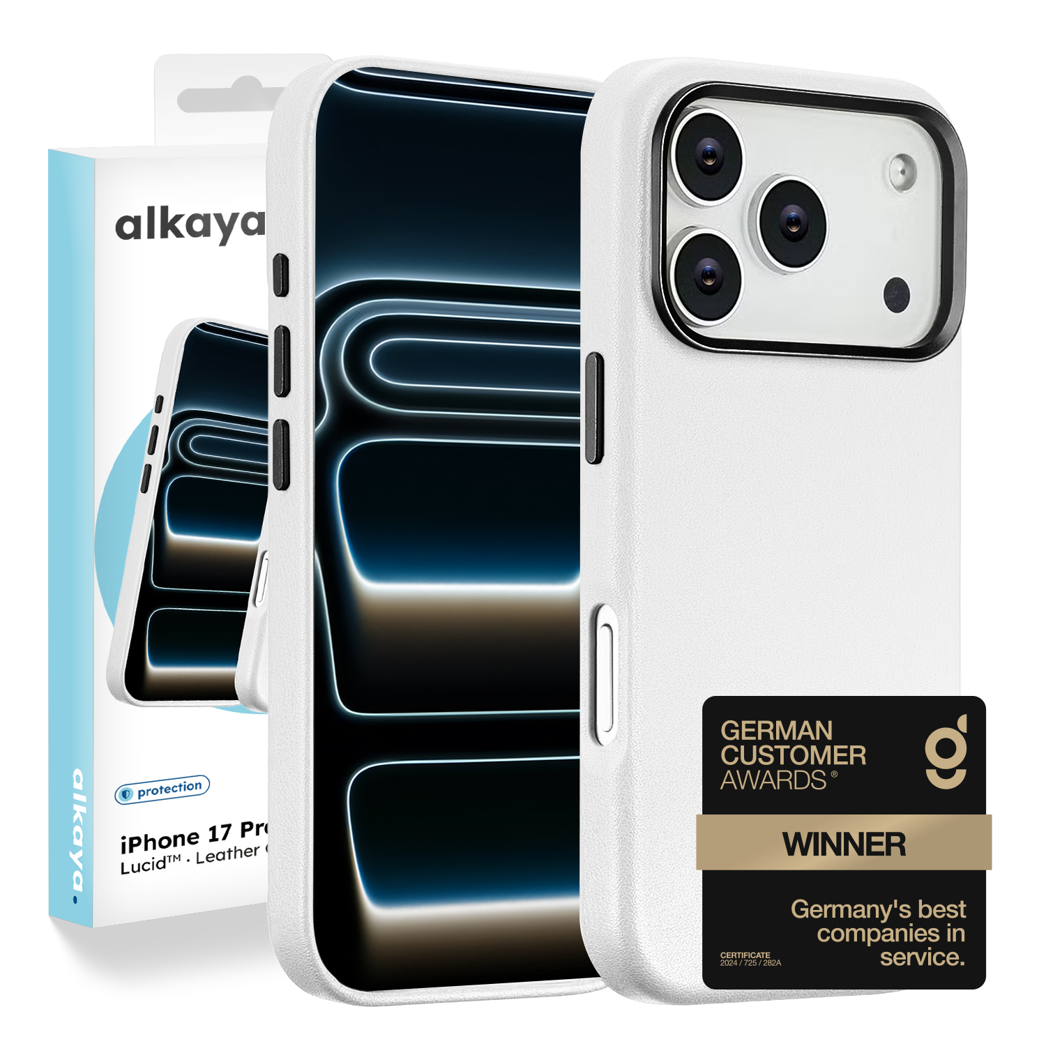 alkaya. | LUCID PU-Leder Case kompatibel mit Magsafe weiß, iPhone 17Pro/18 Pro