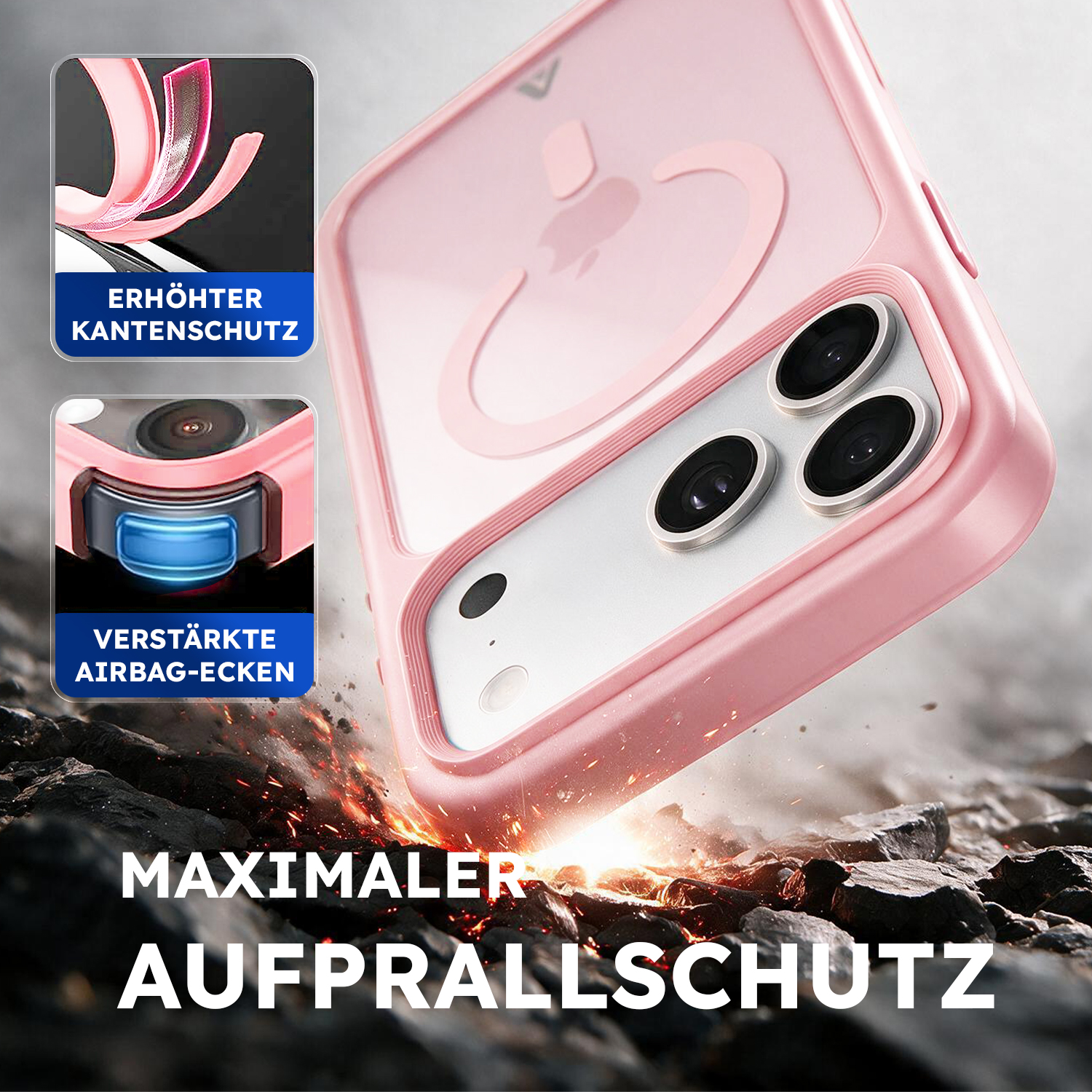 alkaya. | LUCID FROSTED Case kompatibel mit Magsafe pink, iPhone 17 Pro Max/18 Pro Max