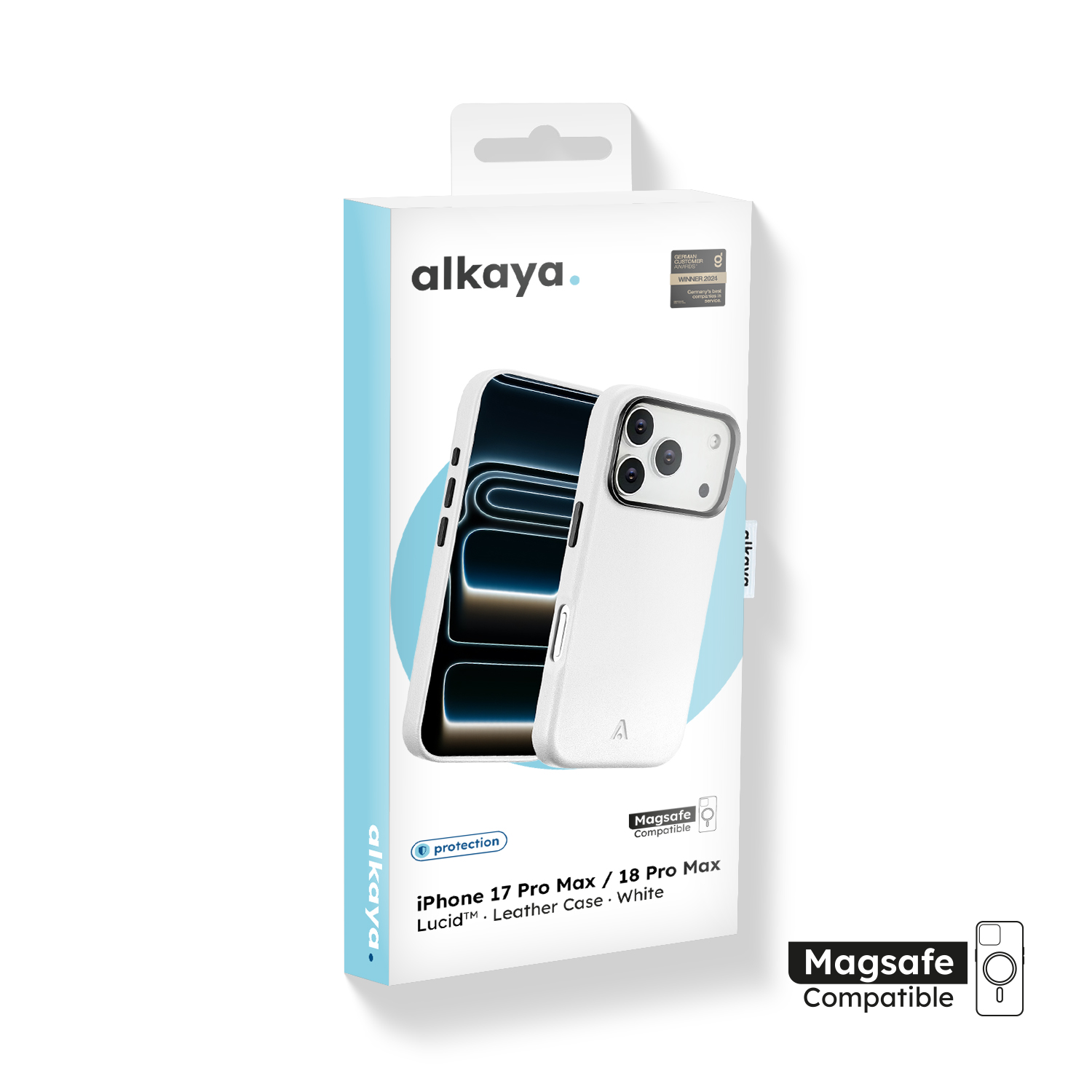 alkaya. | LUCID PU-Leder Case kompatibel mit Magsafe weiß, iPhone 17 Pro Max/18 Pro Max