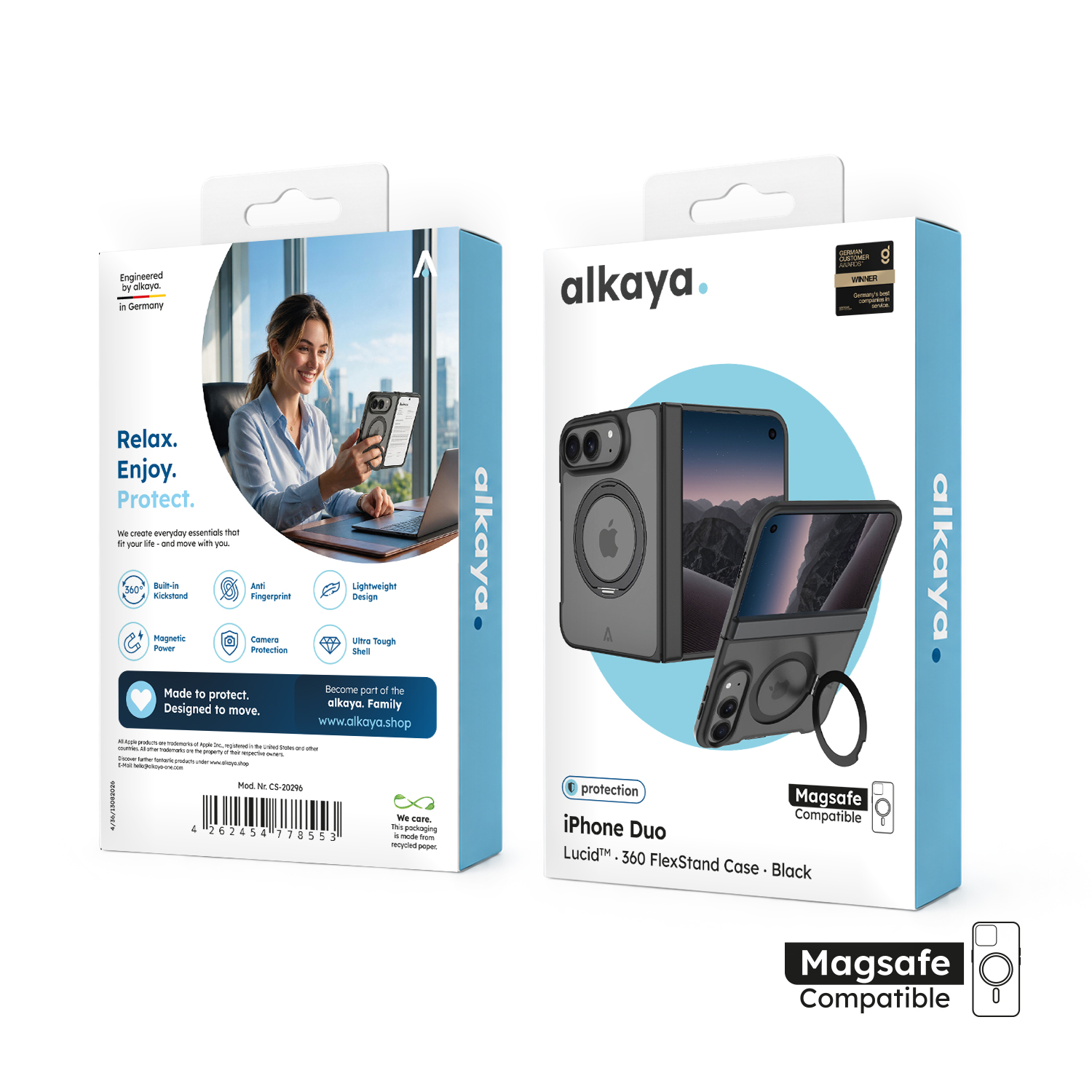 alkaya. | LUCID 360 FlexStand Case kompatibel mit Magsafe schwarz, iPhone 18 Fold