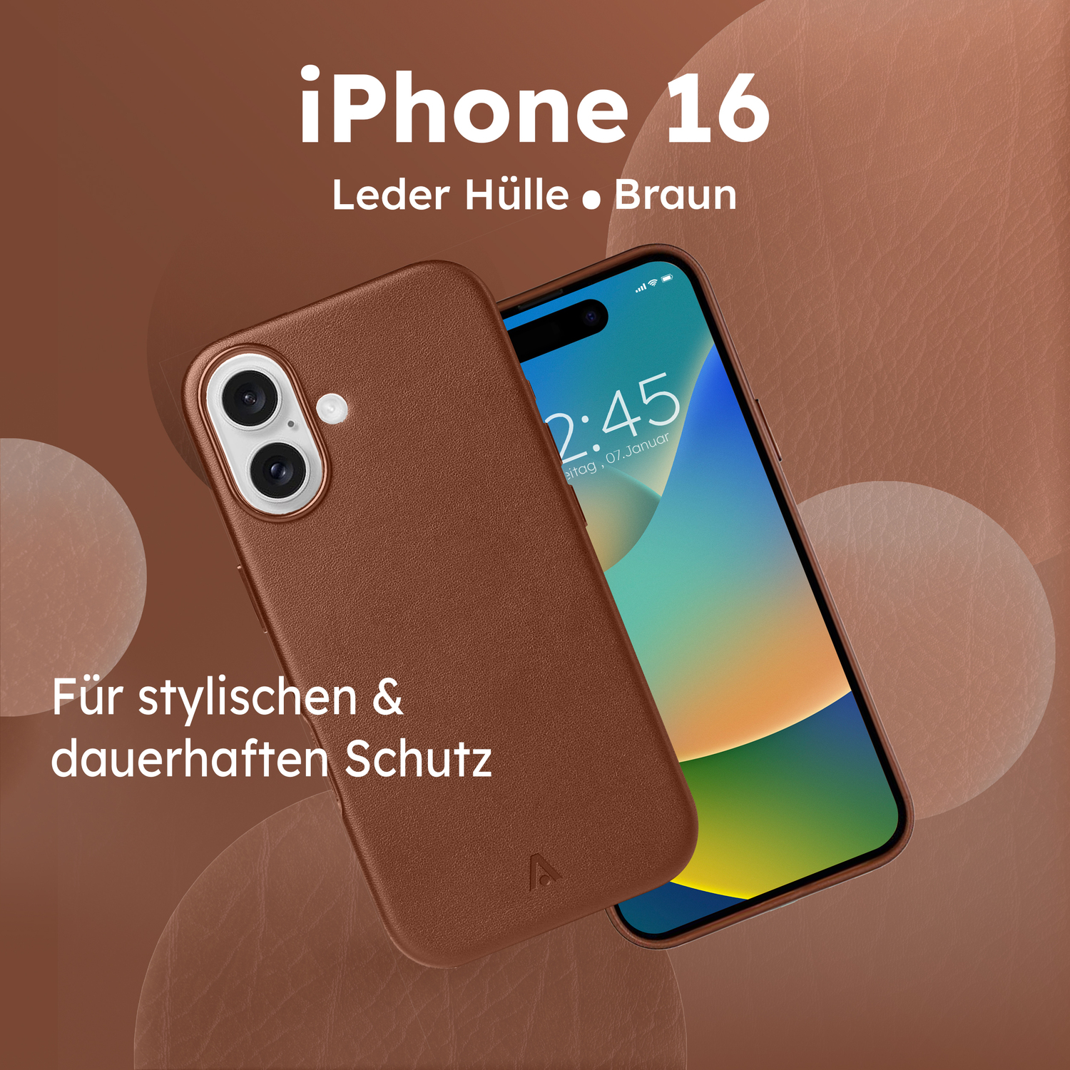 alkaya. | LUCID Pu Leather Case kompatibel mit Magsafe braun, iPhone 16