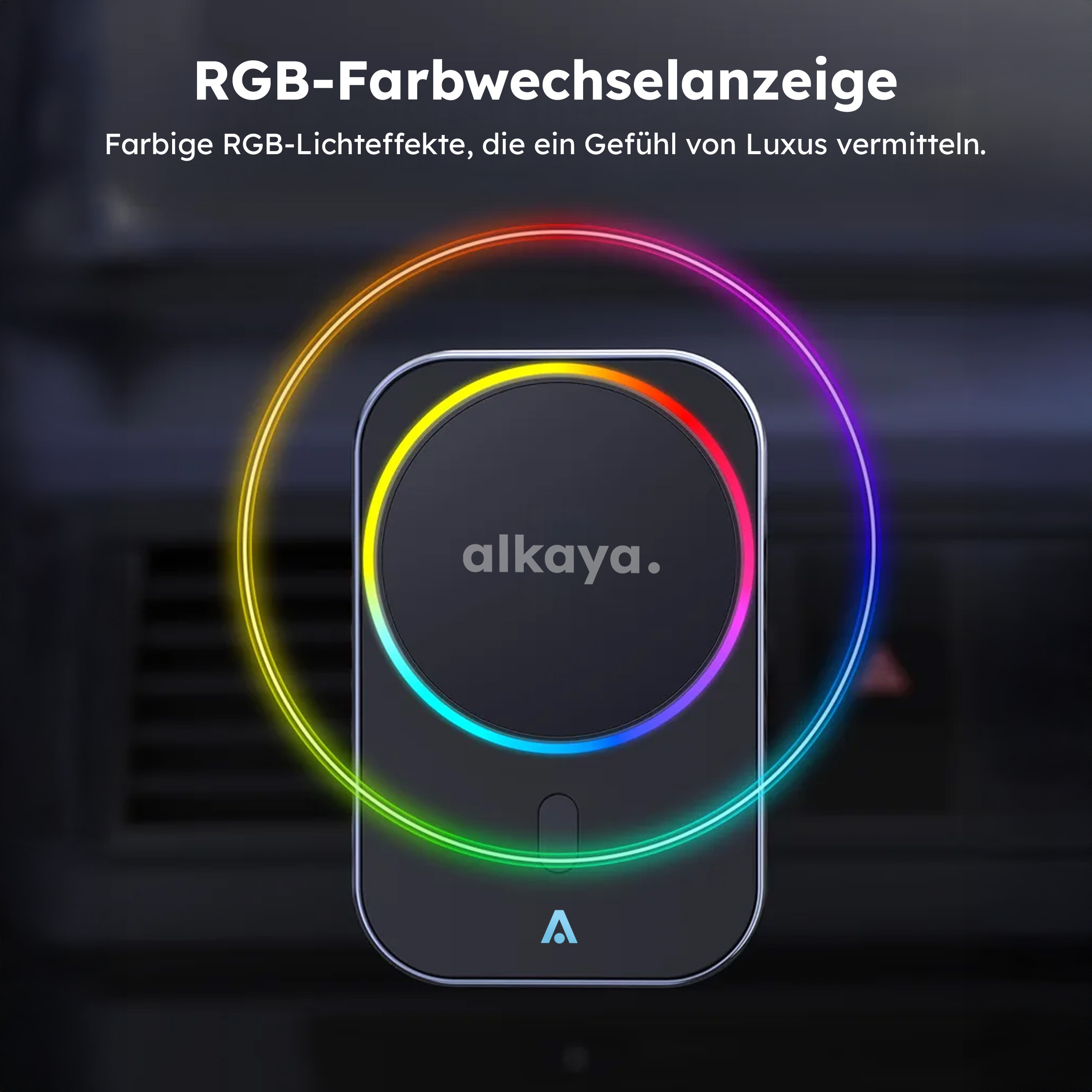 alkaya. | Breeze | Wireless KFZ Ladegerät kompatibel mit Magsafe, QI2, schwarz