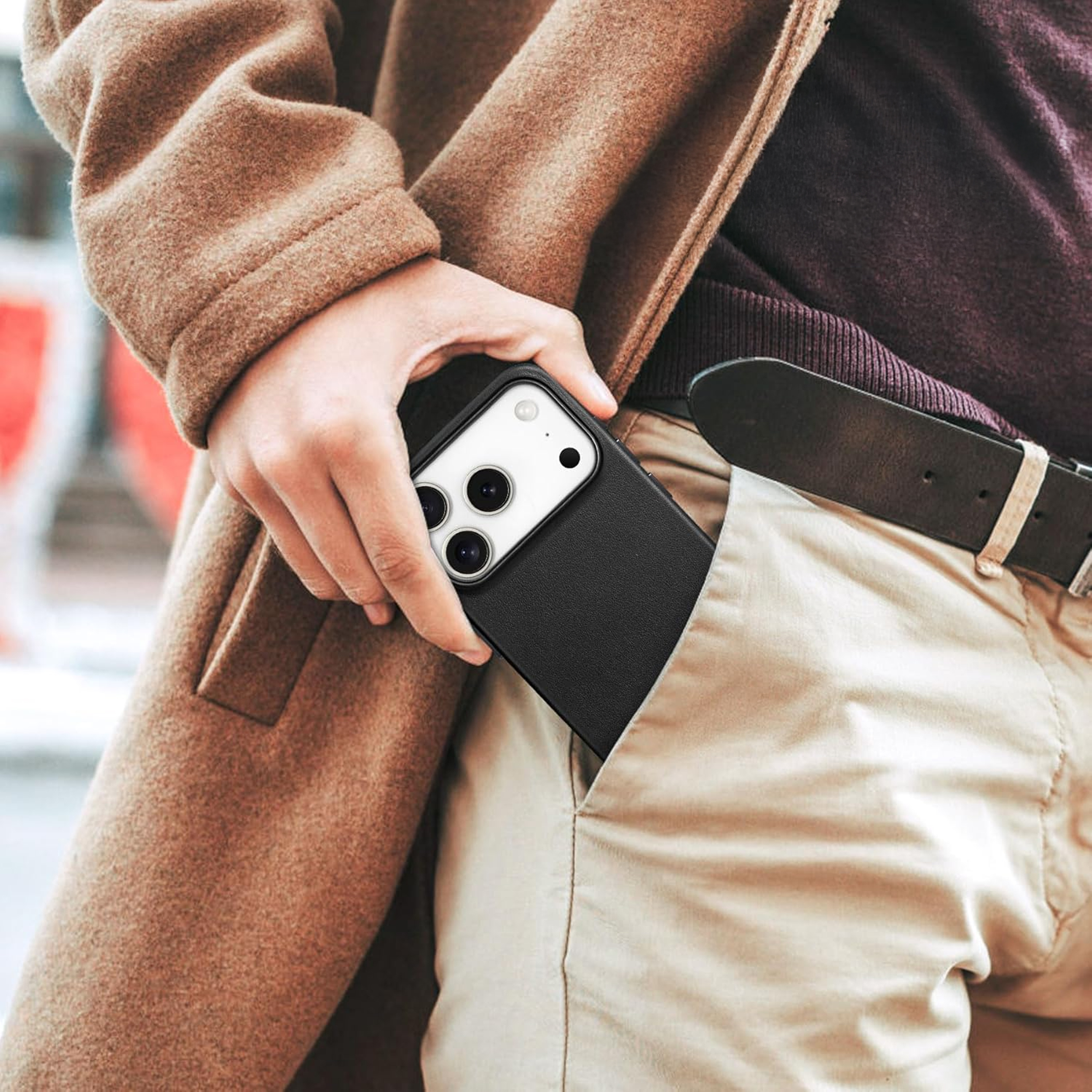 alkaya. | LUCID PU-Leder Case kompatibel mit Magsafe schwarz, iPhone 17 Pro Max