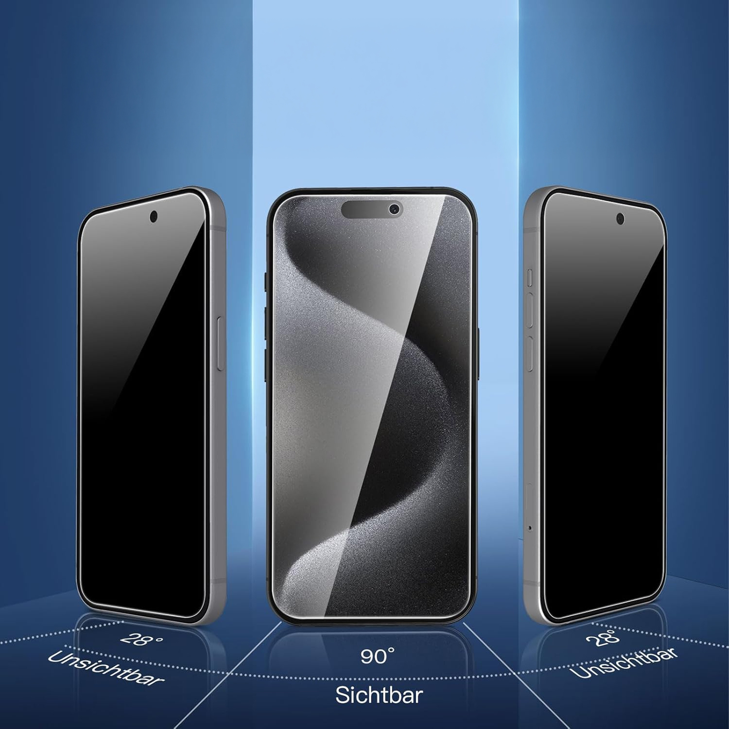 alkaya. | A Shield | Display-Sichtschutzglas | 3D Full Cover | Privacy, iPhone 15 Pro Max