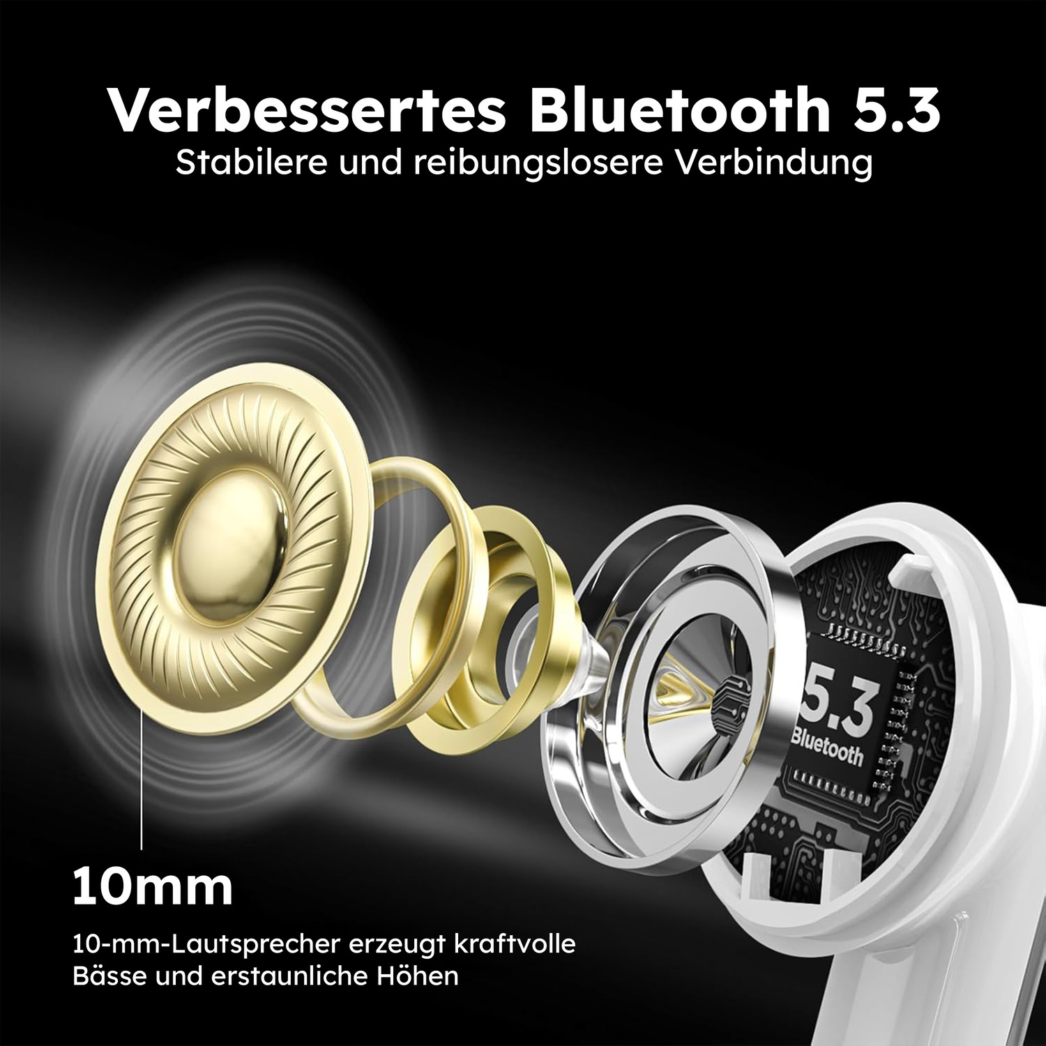 alkaya. | A Buds Quantum Sound | Bluetooth Kopfhörer | Display mit Ladestatus Weiß