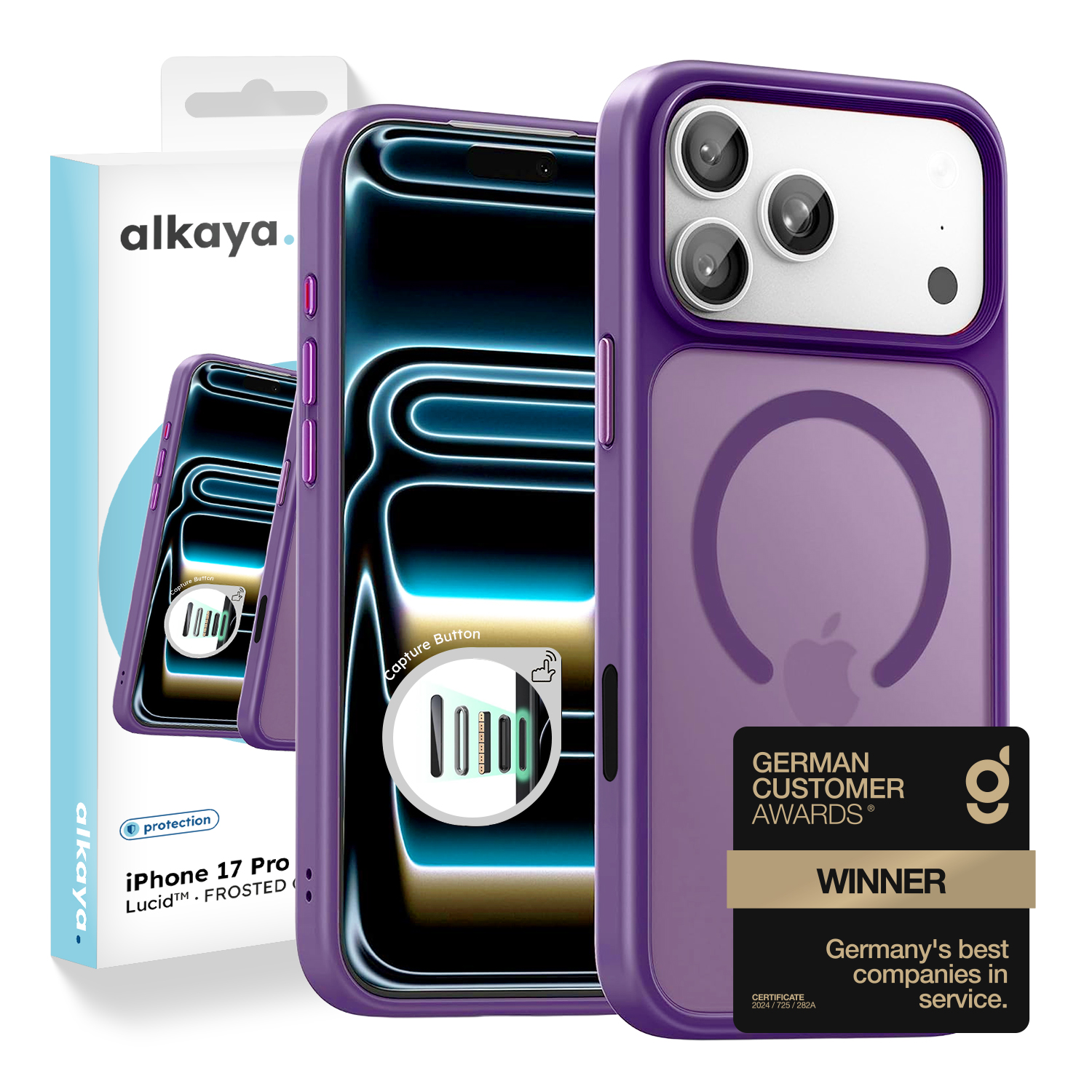 alkaya. | LUCID FROSTED Case kompatibel mit Magsafe lila, iPhone 17Pro/ 18 Pro