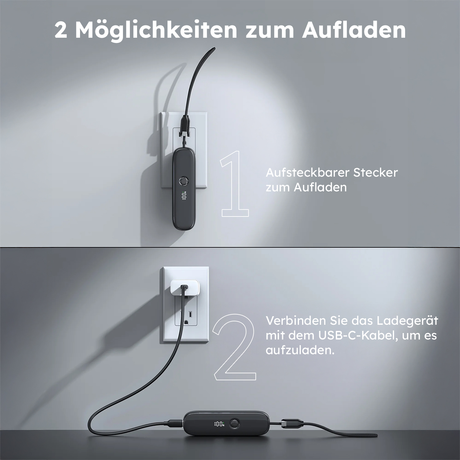 alkaya. | Hybrid Charger 5.000 mAh Powerbank mit Stecker 2in1 & Wall Charger, USB-C 22W Super Fast Charging