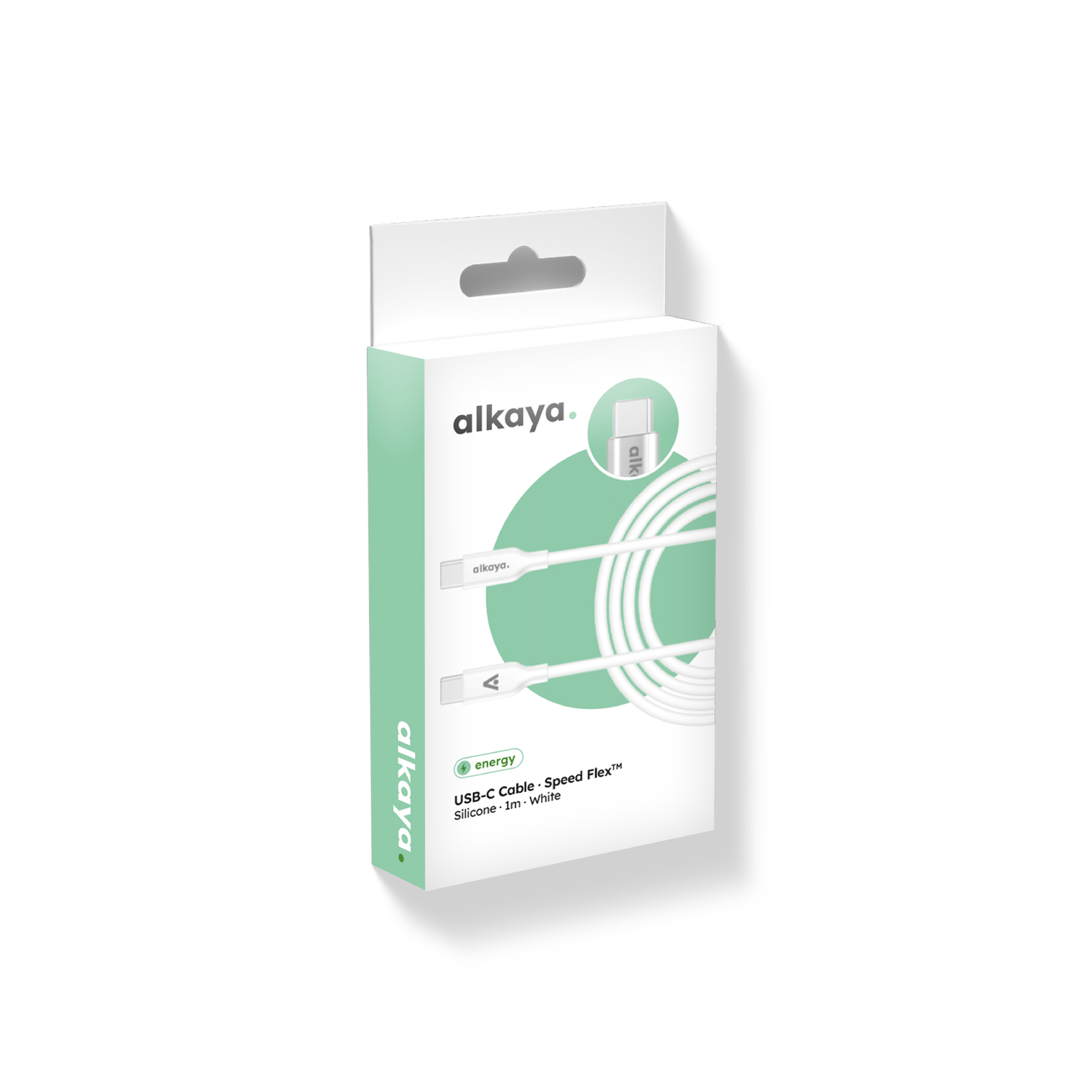 alkaya. | Speed Flex | Datenkabel | Silikon | USB C+C Weiß, 1 Meter