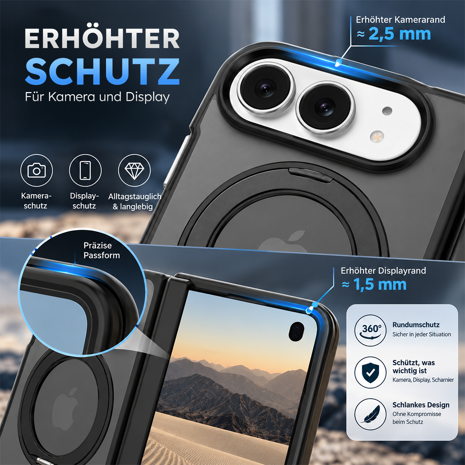 alkaya. | LUCID 360 FlexStand Case kompatibel mit Magsafe schwarz, iPhone 18 Fold