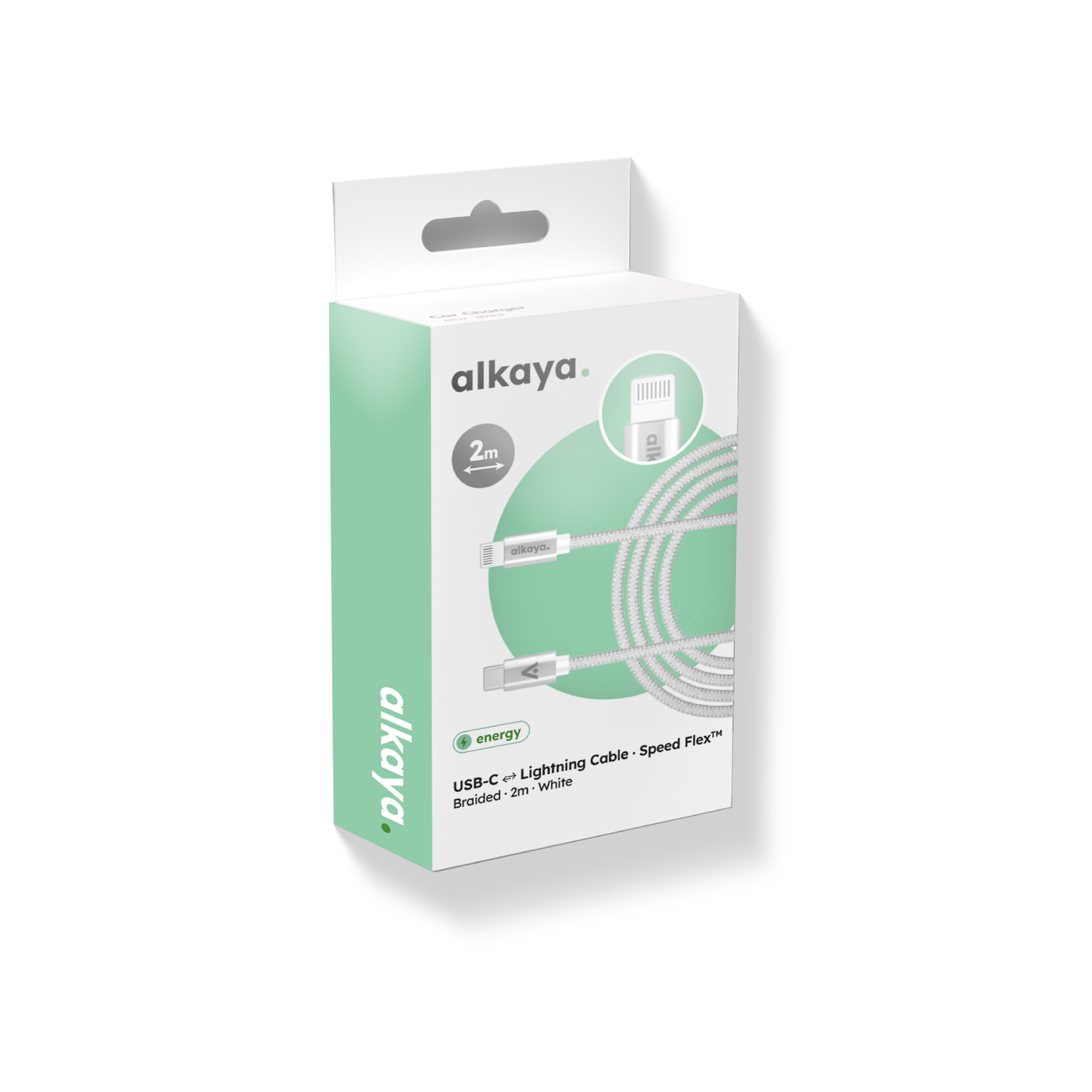 alkaya. | Speed Flex | Datenkabel | Geflochten | USB C+L 2m, Weiß