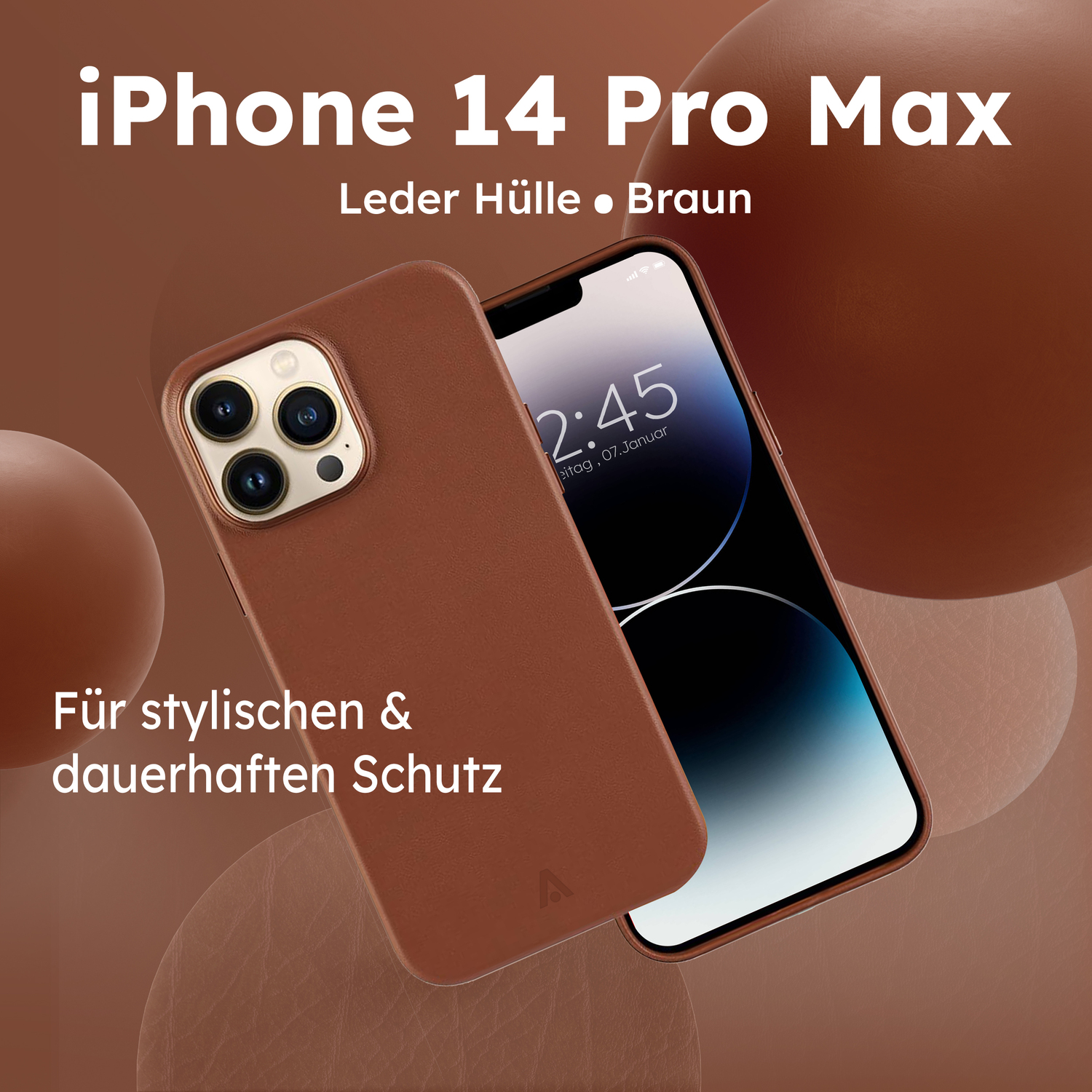 alkaya. | LUCID Pu Leather Case kompatibel mit Magsafe braun, iPhone 14 Pro Max