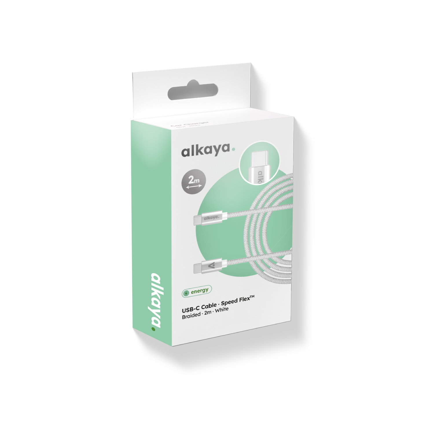 alkaya. | Speed Flex | Datenkabel | Geflochten | USB C+C 2m, Weiß