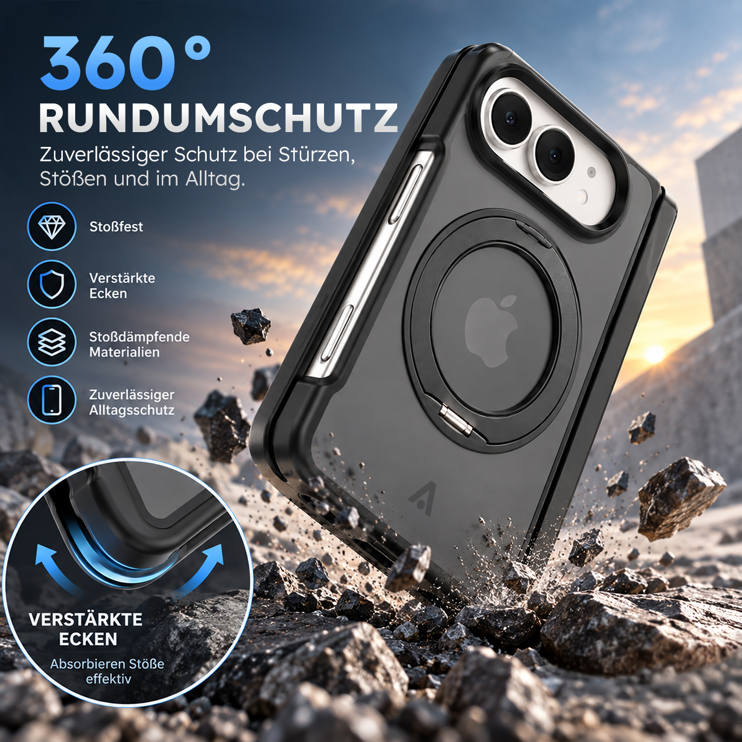 alkaya. | LUCID 360 FlexStand Case kompatibel mit Magsafe schwarz, iPhone 18 Fold