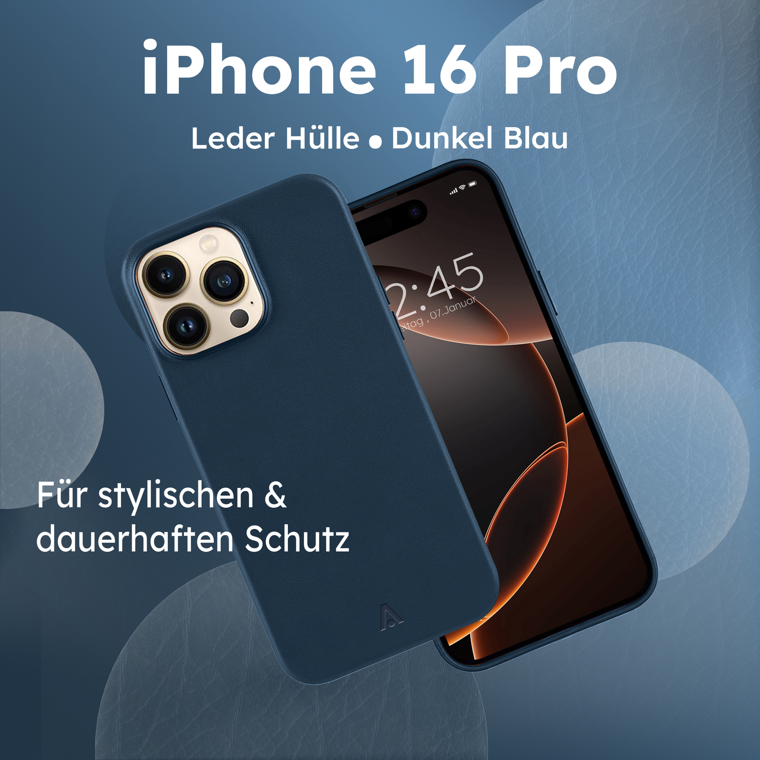 alkaya. | LUCID Pu Leather Case kompatibel mit Magsafe dunkelblau, iPhone 16 Pro